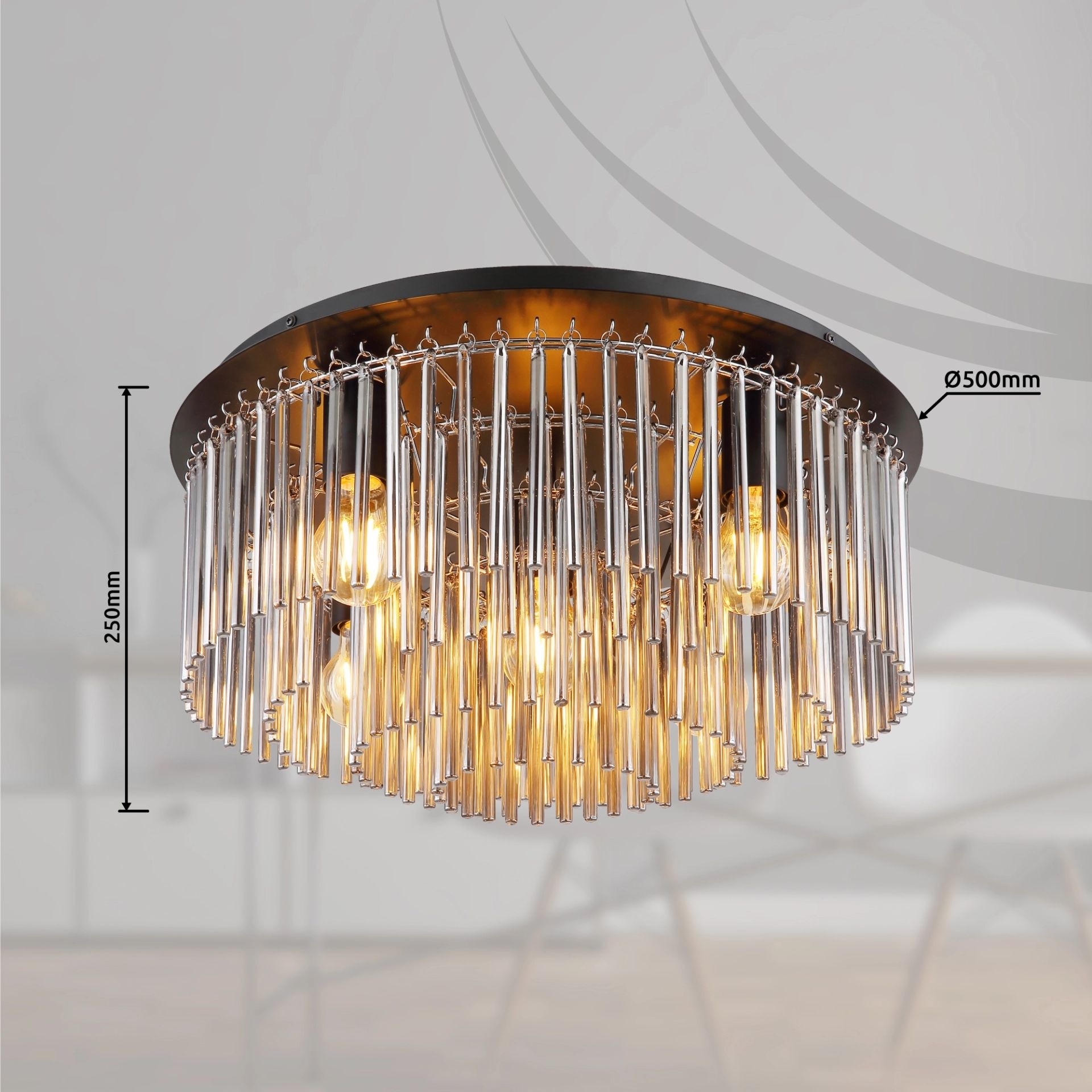 GLOBO LIGHTING Deckenleuchte »GORLEY«, Leuchtmittel E27 | ohne Leuchtmittel, Design Glasstäbe, Deckenlampe, Wohnzimmer, Esszimmer