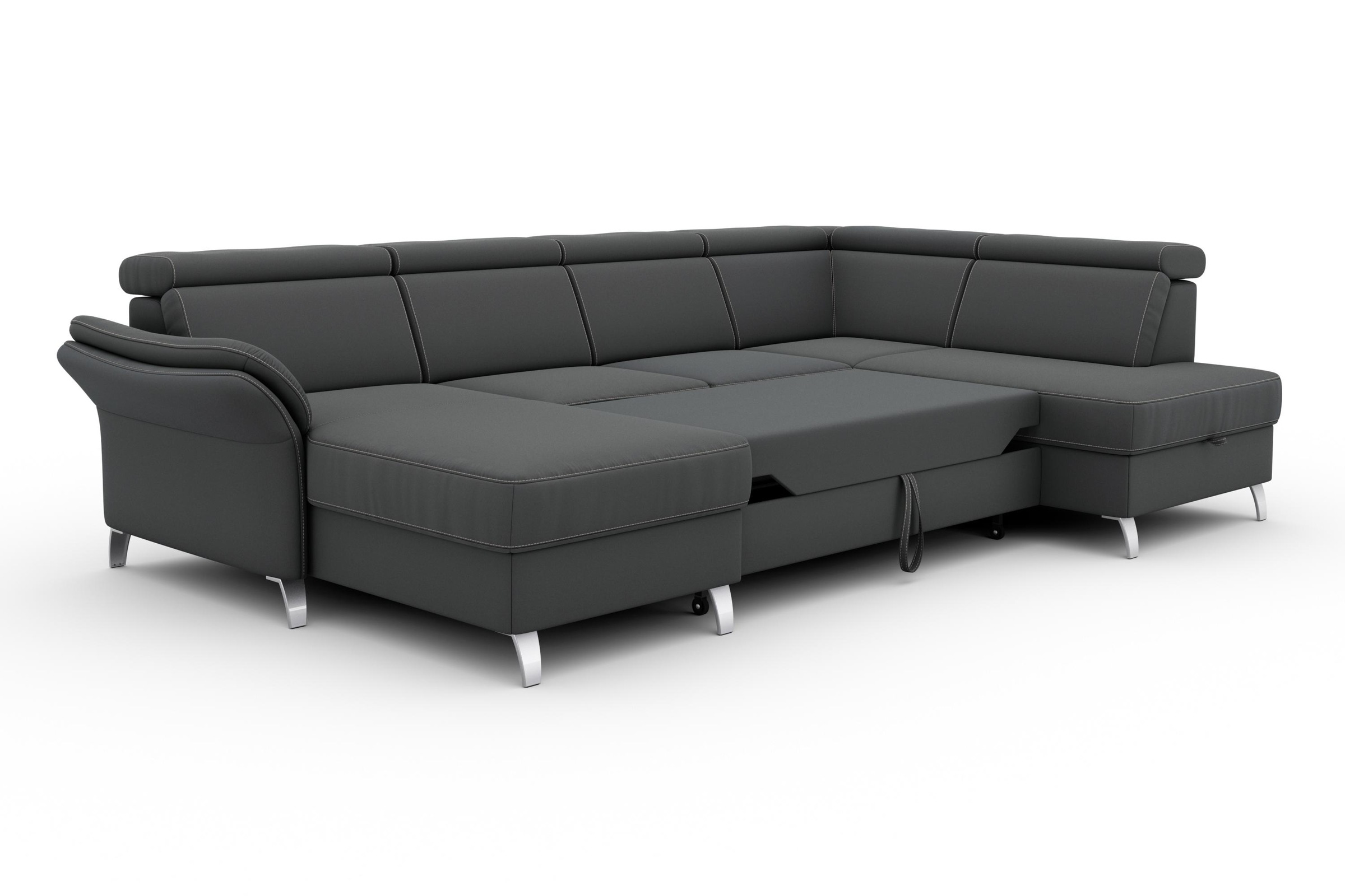 sit&more Wohnlandschaft »Vincenzo U-Form«, inklusive Kopfteilverstellung, wahlweise mit Bettfunktion, Bettkasten