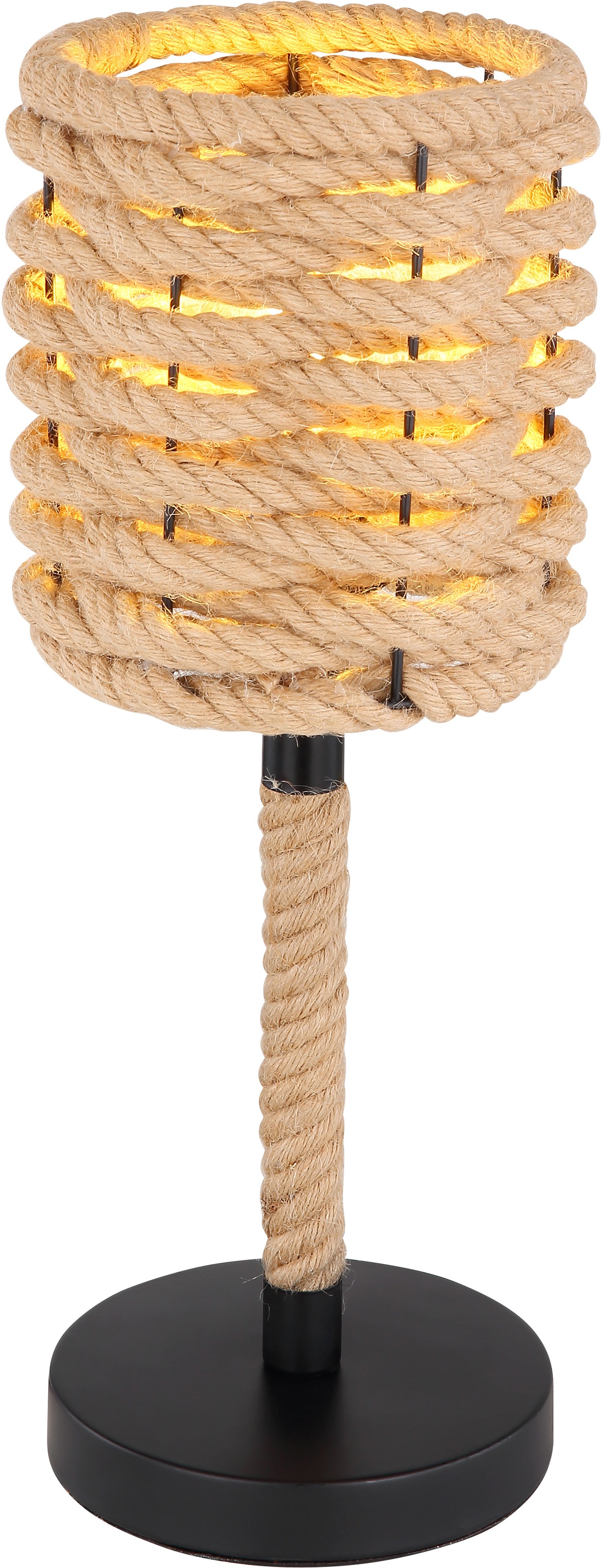 GLOBO LIGHTING Tischleuchte »HALIA«, Leuchtmittel E27 | ohne Leuchtmittel, Tischlampe/Hanf/vintage/Wohnbereich/Schlafzimmer