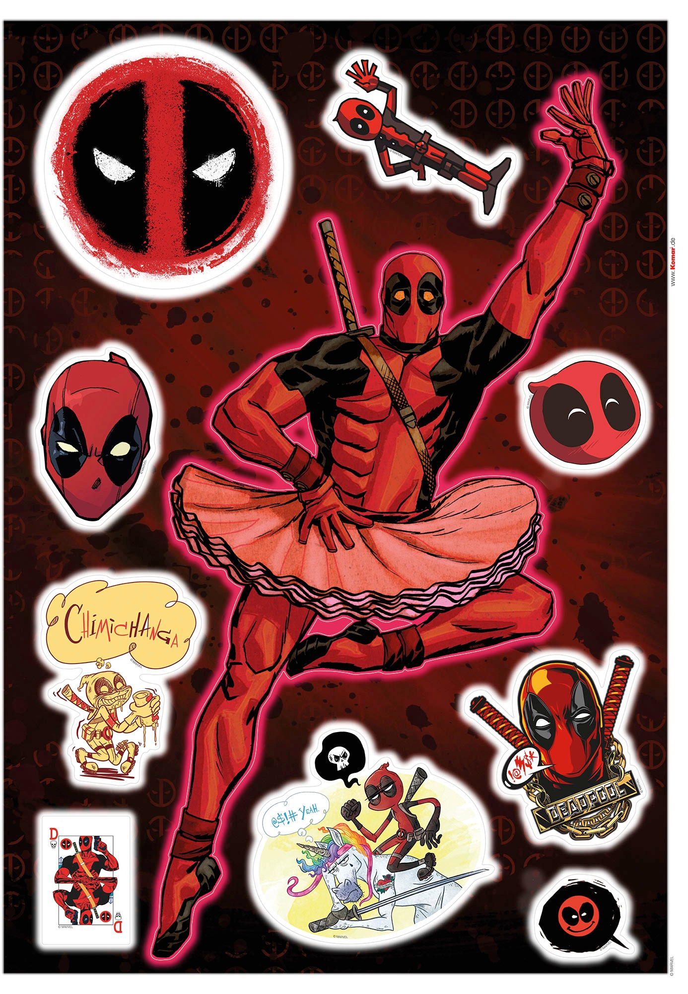 Komar Wandtattoo »Deadpool Derppool - Größe 50 x 70 cm«, (10 St.), selbstklebend, Wandsticker, Kinderzimmer