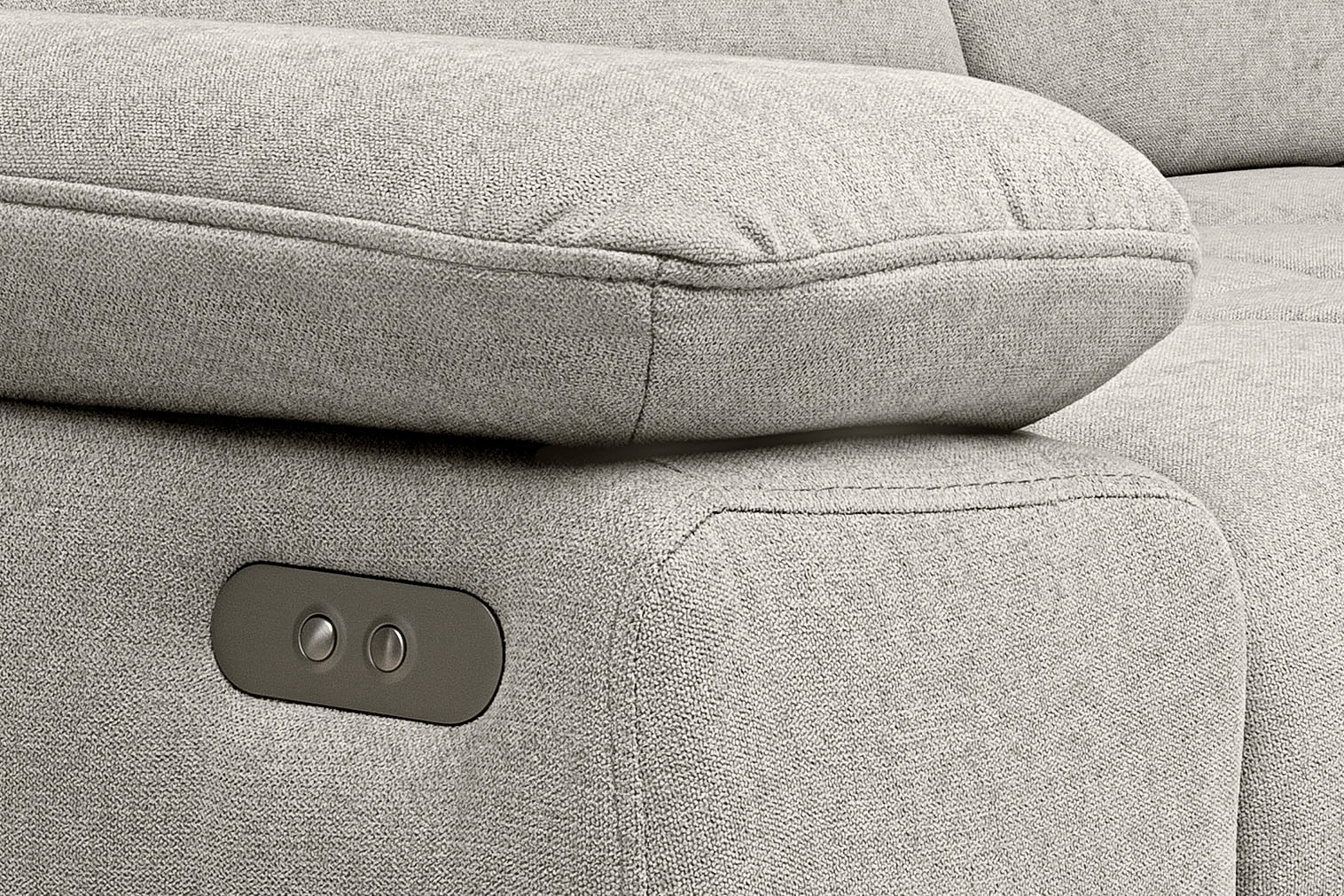 WERK2 Ecksofa »Focus-S, inkl. elektr. Sitzvorzug, manuelle Kopfteilverstellung« elektr. Sitztiefenverstellung, flexible Kopfstützen, 12cm Füße, L-Form