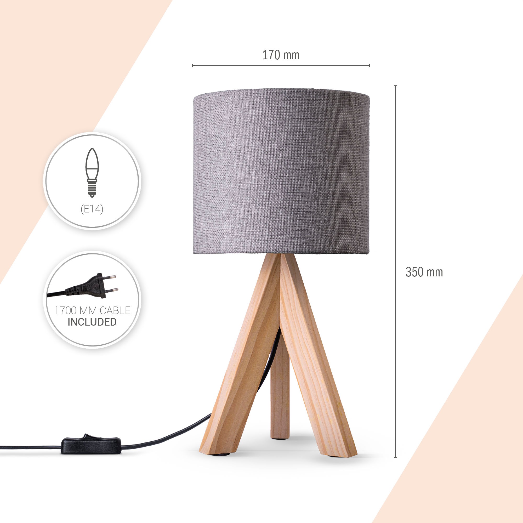 Paco Home Tischleuchte »BAJO CANVAS UNI COLOR«, 1 flammig, Leuchtmittel E14 günstig online kaufen