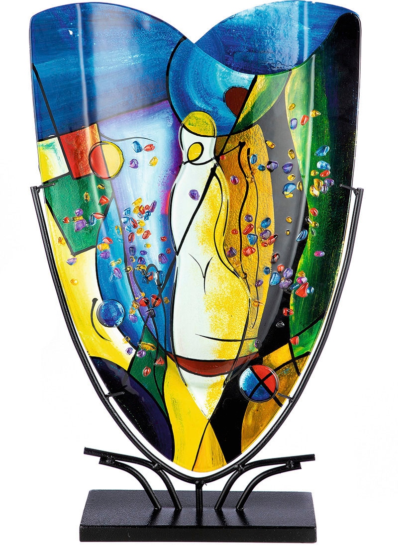 Casablanca by Gilde Glas, aus »Magic, kaufen online St.), Dekovase«, mit (1 Metallfuß Tischvase schwarzem Vase