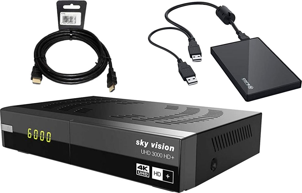 Sky Vision SAT-Receiver »UHD 3000 HD+ mit externer Festplatte«, (WLAN-LAN ( Ethernet) USB PVR Ready-USB-Mediaplayer) online bestellen | DVB-T2-HD-Receiver