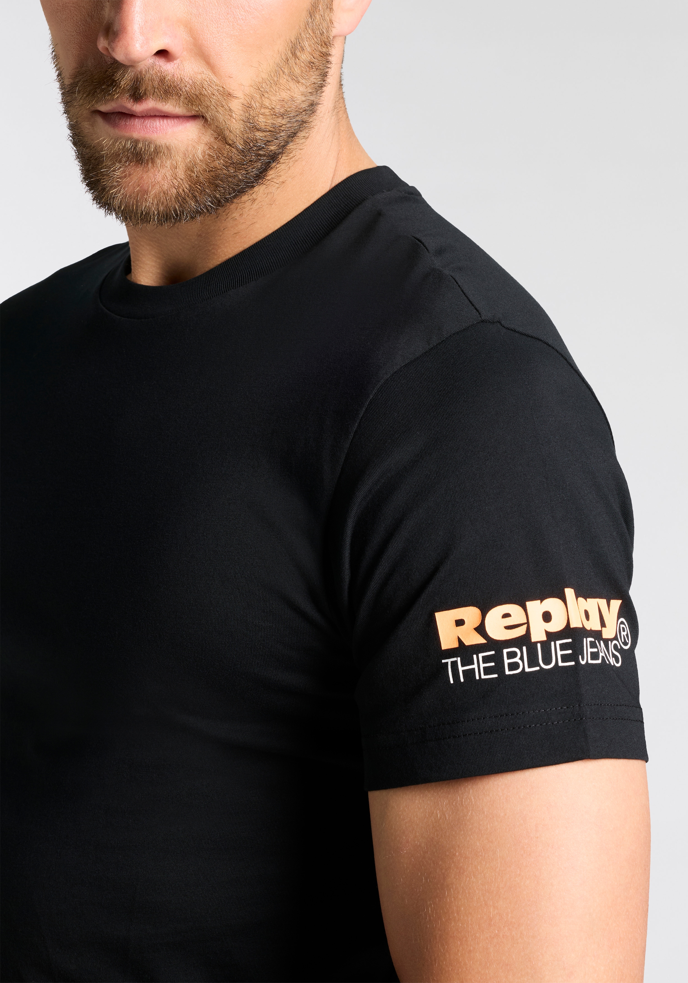 Replay T-Shirt Replaydruck am Ärmelabschluss