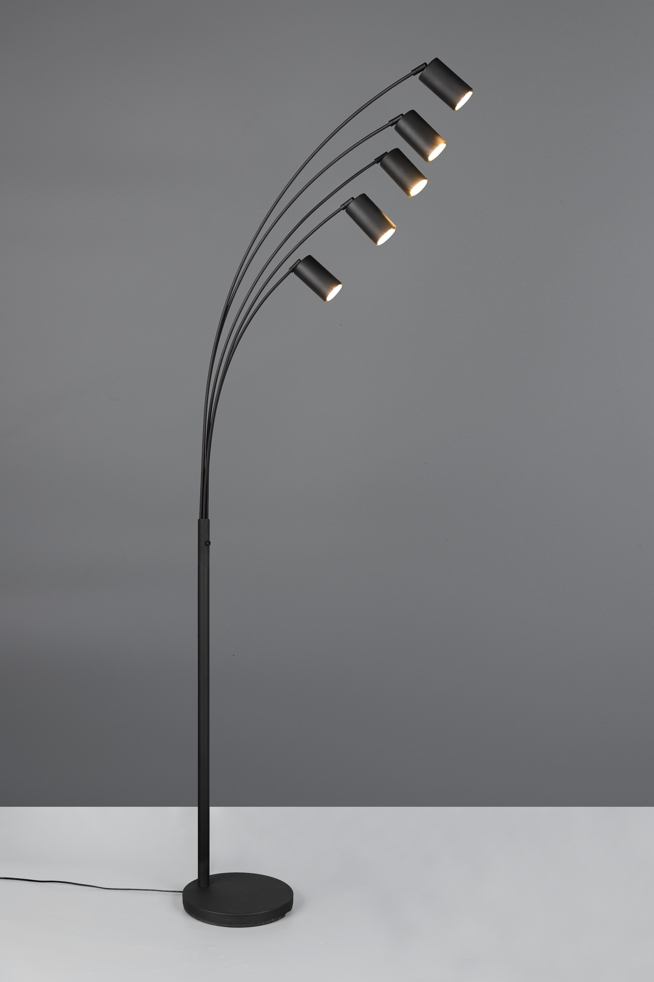 TRIO Leuchten Stehlampe »MARLEY, 5-flammige Bogenleuchte, exkl 5x GU10 max 10W, Kippschalter«, 5 flammig, Leuchtmittel GU10 | Leuchtmittel wechselbar, Höhe 200 cm, Leuchtenarme flexibel verstellbar Leseleuchte Stehleuchte