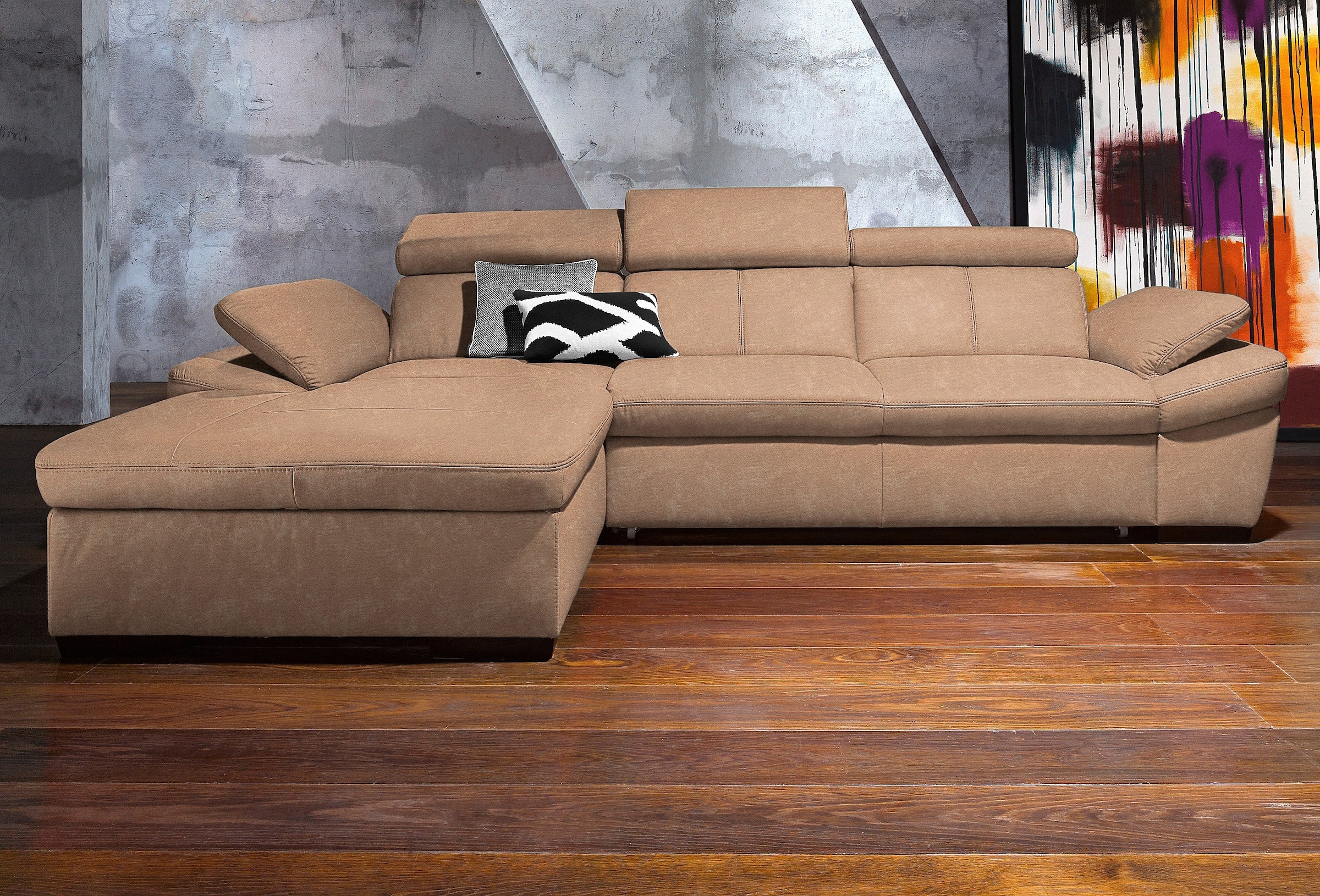 exxpo - sofa fashion Ecksofa »Salerno, L-Form«, inkl. Kopf- und Armteilverstellung, wahlweise mit Bettfunktion