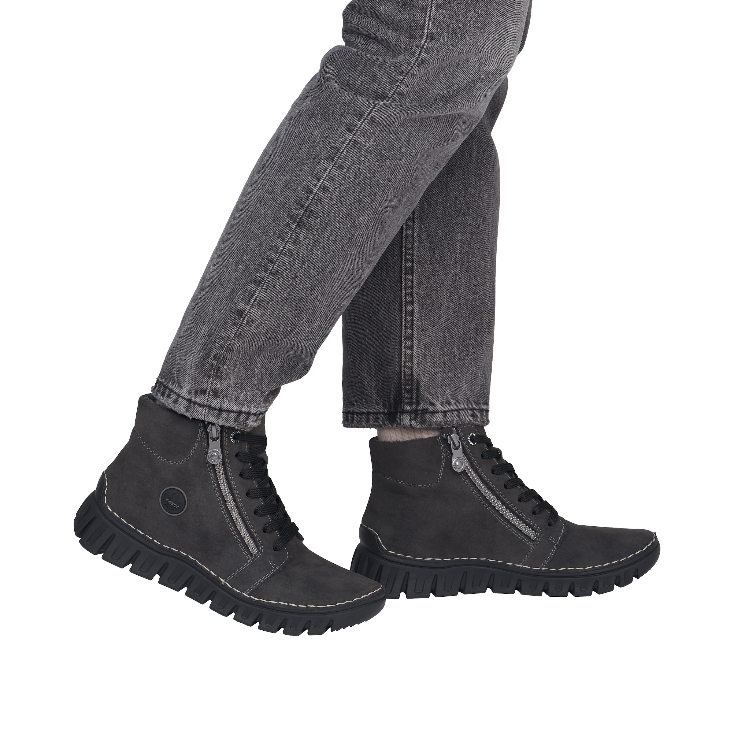 Rieker Schnürboots  Casual-Boots, Stiefelette mit beidseitigen Reißverschlüssen