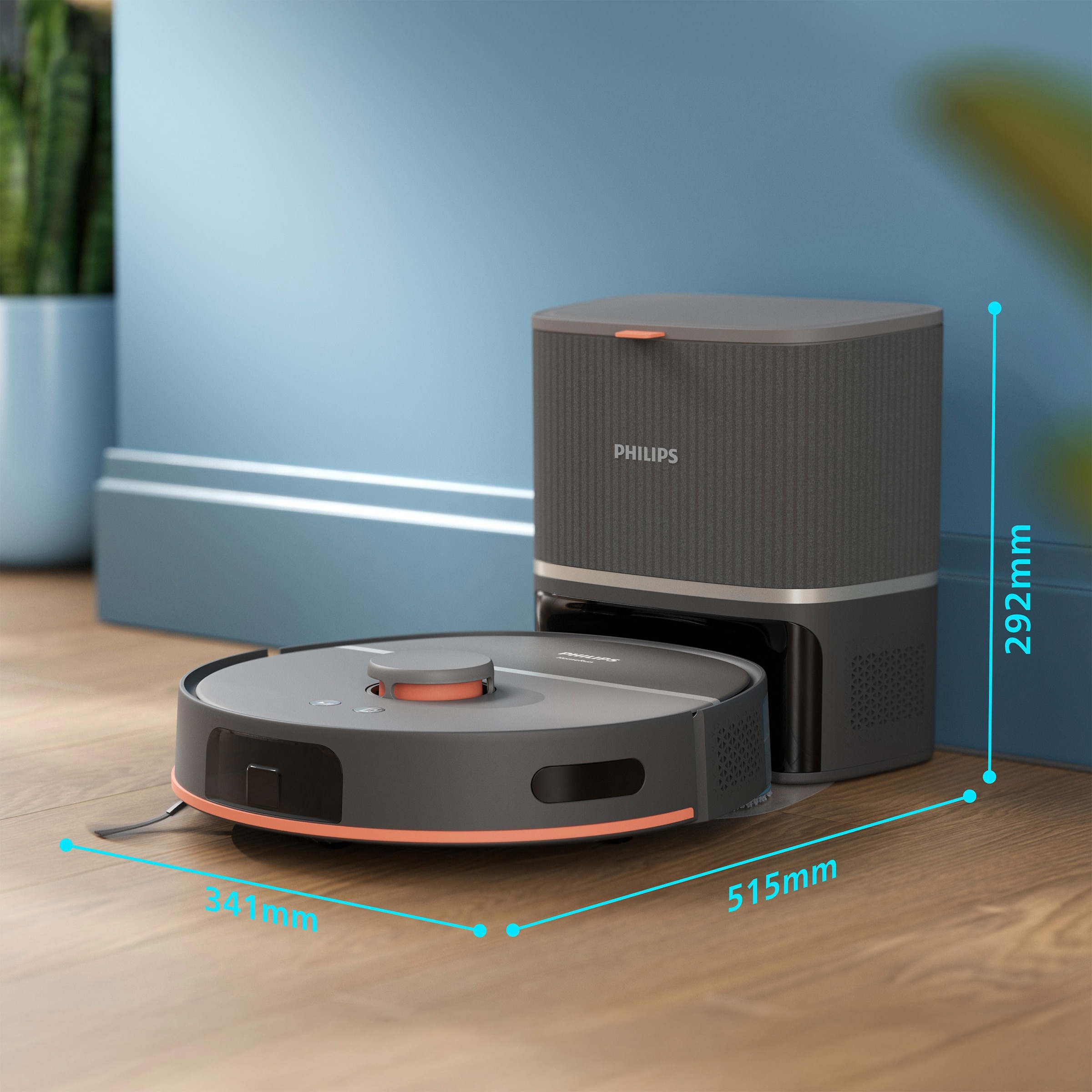 Philips Nass-Trocken-Saugroboter »XU5100/10 5000 Series mit 10.000pa Saugkraft, doppeltem Wischmopp«, LDS-Radarnavigationssystem, HomeRun App, inkl. Entleerungsstation
