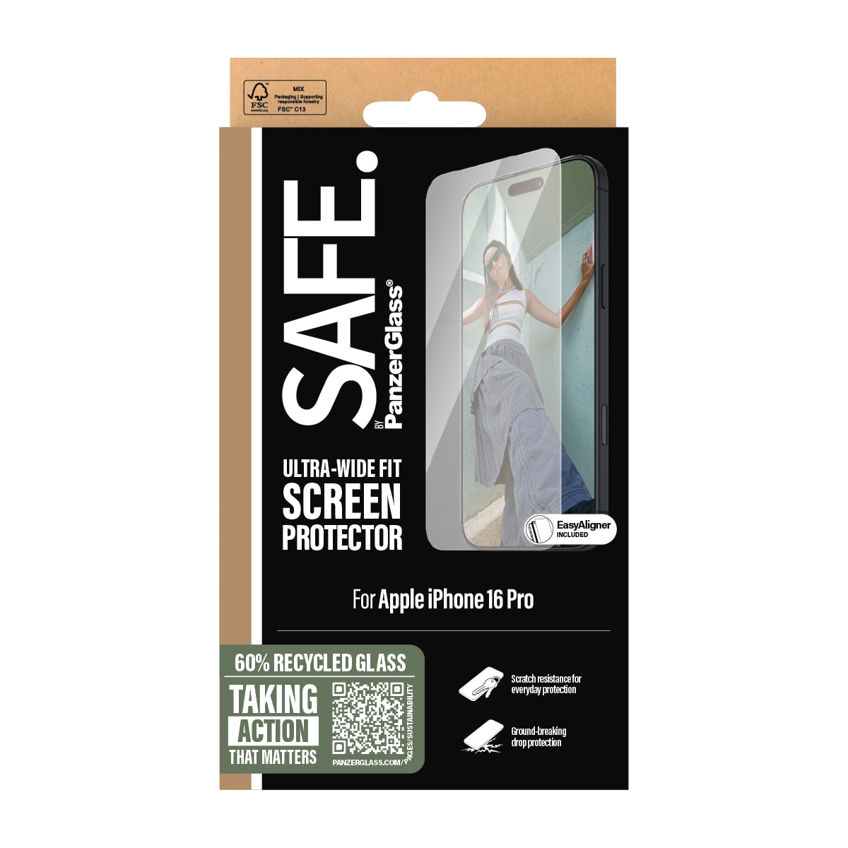 SAFE by PanzerGlass Displayschutzglas »Ultra-Wide Fit Screen Protection«, für Apple iPhone 16 Pro, Displayschutzfolie, Schutzfolie, Bildschirmschutz, kratz- & stoßfest
