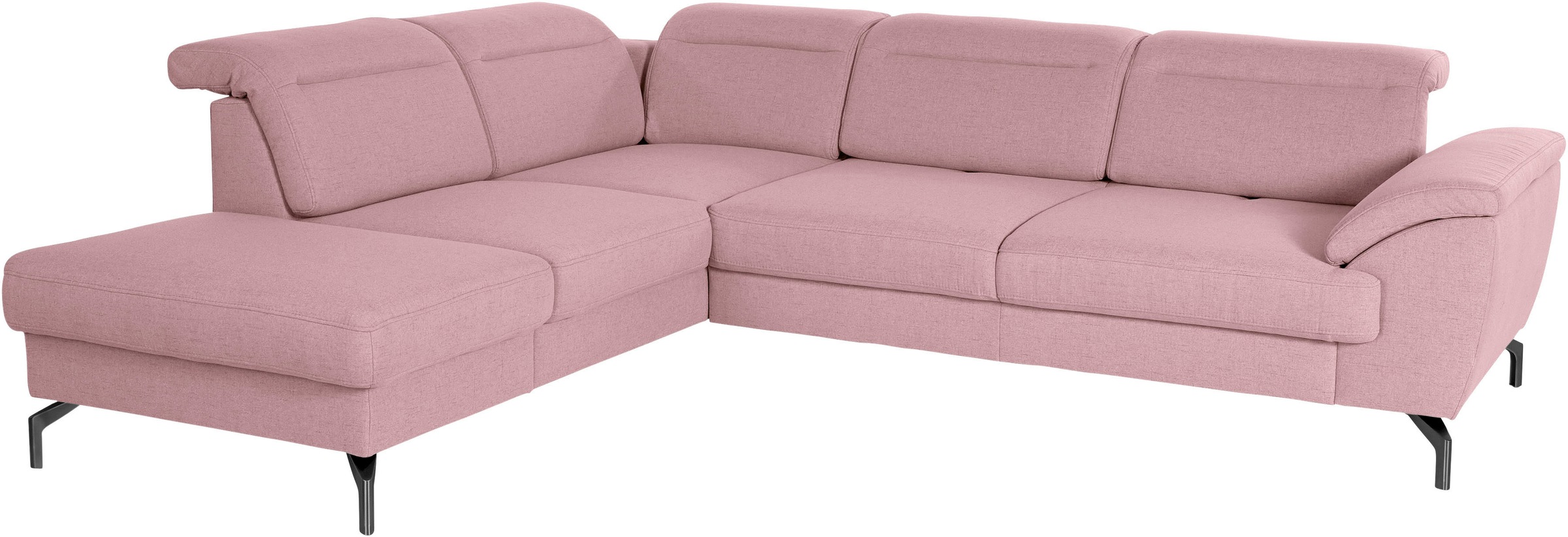 sit&more Ecksofa »Percy L-Form«, 15 cm Fußhöhe, Sitztiefenverstellung, wahlweise in 2 Fußfarben