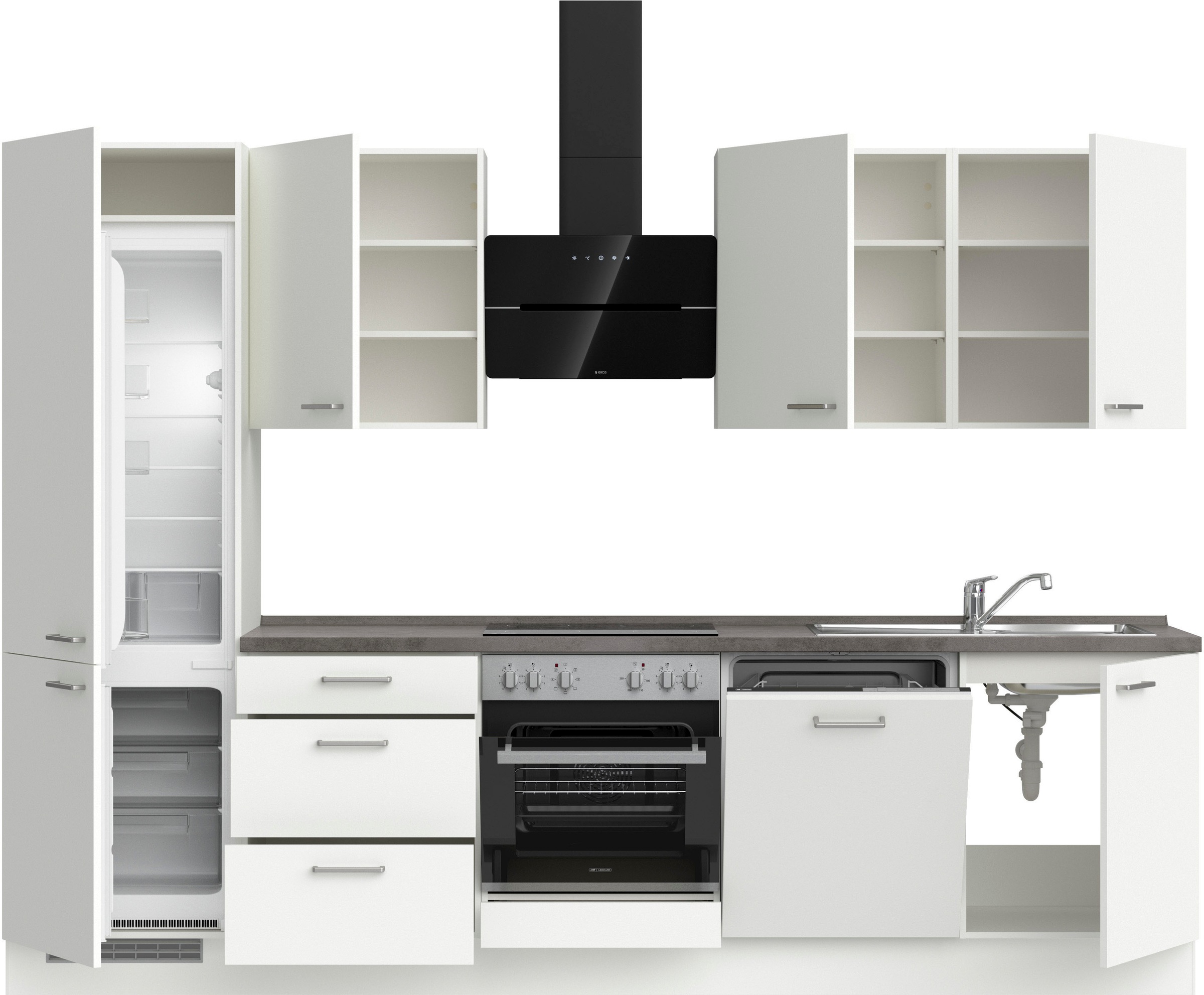 nobilia® Küchenzeile »"Touch II"«, vormontiert, Ausrichtung wählbar, Breite 300 cm, wahlw. mit E-Geräten