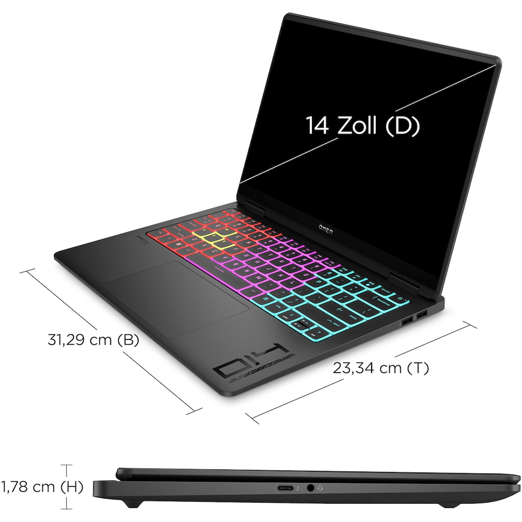 HP Gaming-Notebook »OMEN 14-fb0073ng«, 35,6 cm, / 14 Zoll, Intel, Core Ultra 7, GeForce® RTX 4060, 1000 GB SSD