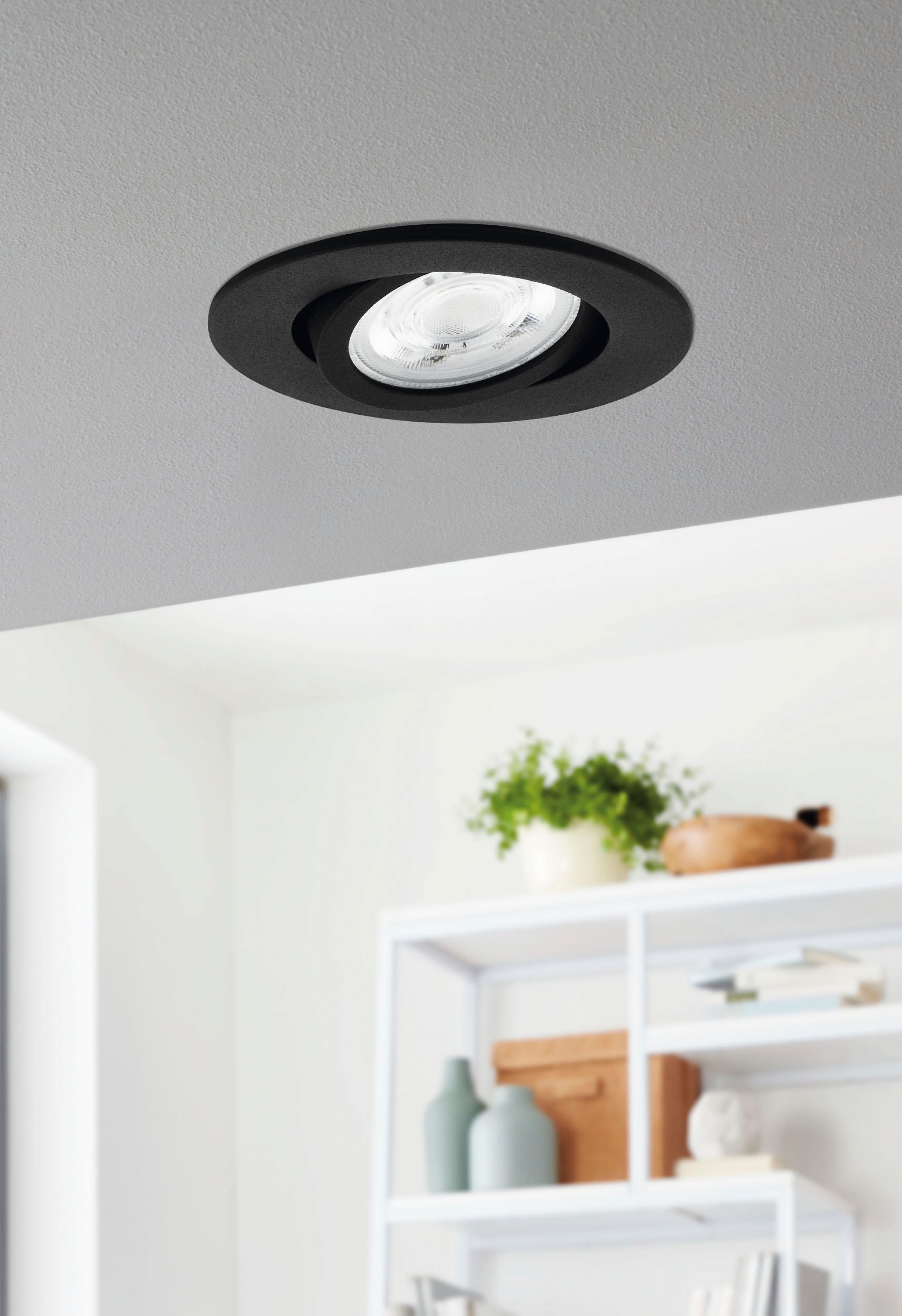 EGLO Deckenleuchte »SALICETO-Z Deckenlampe, Einbauleuchte, Spot, schwarz, ZigBee3.0, Timer«, Leuchtmittel LED-Modul | LED fest integriert, App / Sprachsteuerung Alexa, ‎‎‎‎‎‎‎Ø 88 mm, exkl. Fernbedienung