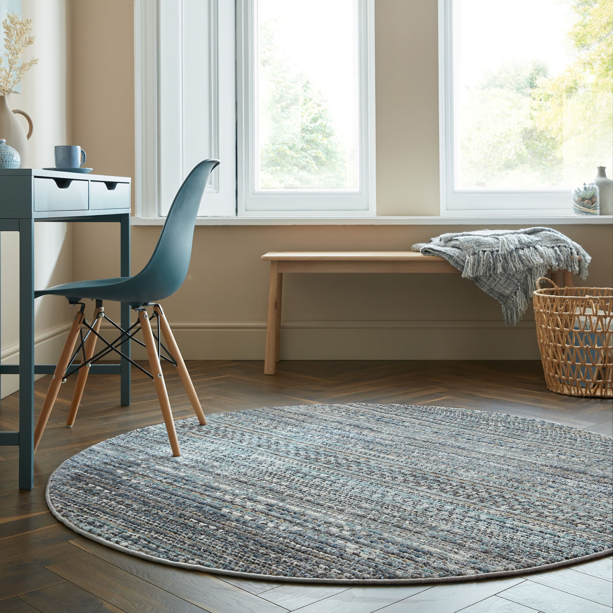 FLAIR RUGS Teppich »Camino« rund 8 mm Höhe Flachgewebe, Skandi, Esszimmer, günstig online kaufen