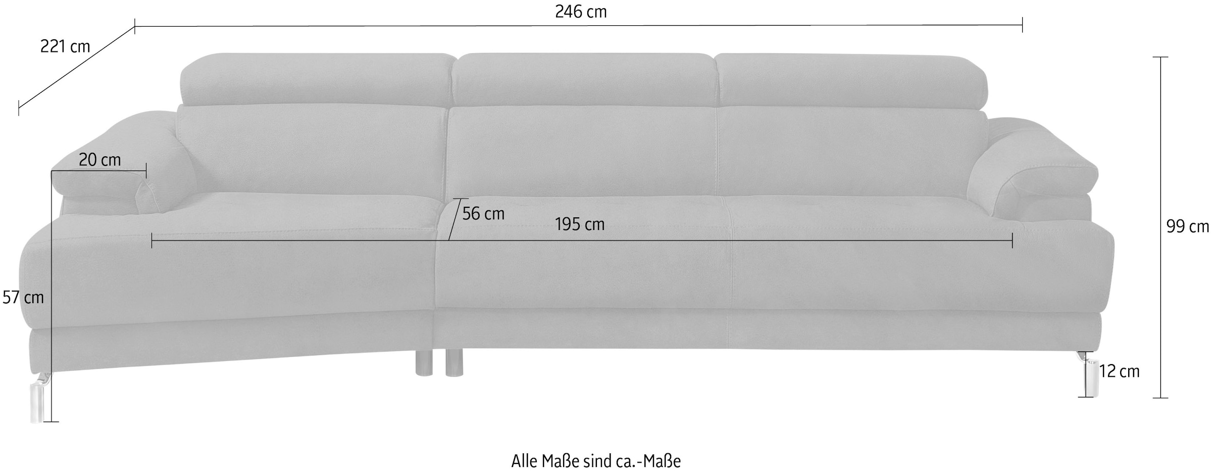 Egoitaliano Ecksofa »Soul, extravagantes Designsofa, Megasofa, super bequem, tolle Details« mit Trapez-Abschlußelement, inkl verstellbarer Kopfteile