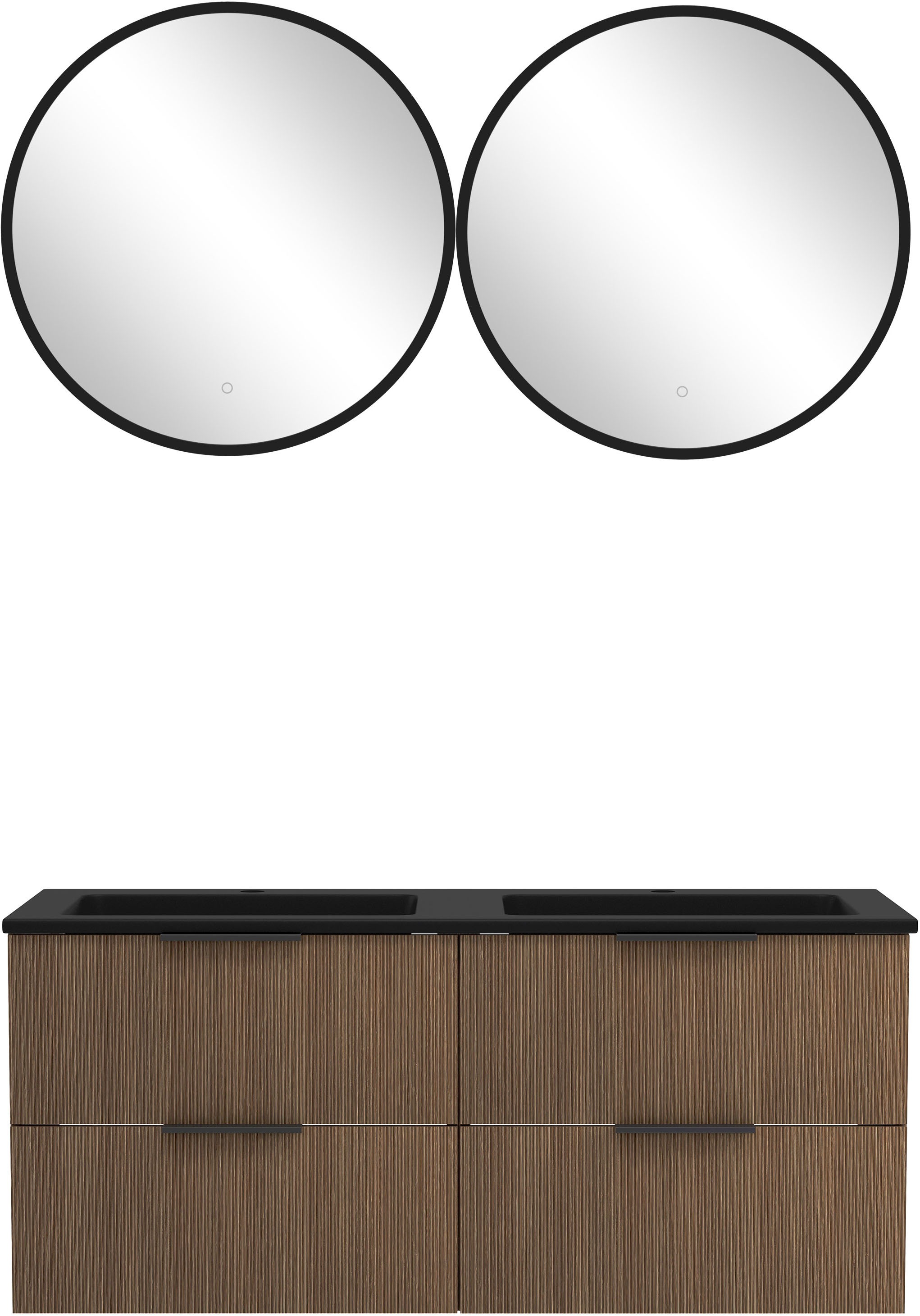 welltime Badmöbel-Set »Welltime, York Waschtisch-Set 120 cm, weißes oder schwarzes Becken«