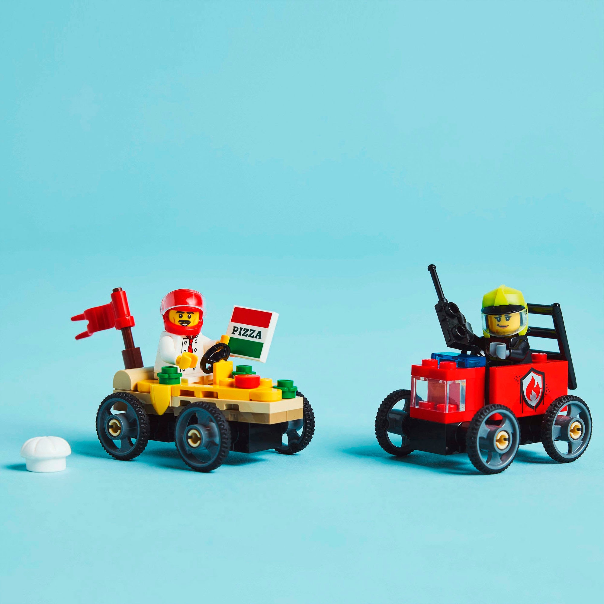 LEGO® Konstruktionsspielsteine »Pizzalieferwagen vs. Löschauto (60458), LEGO City«, (70 St.), Made in Europe