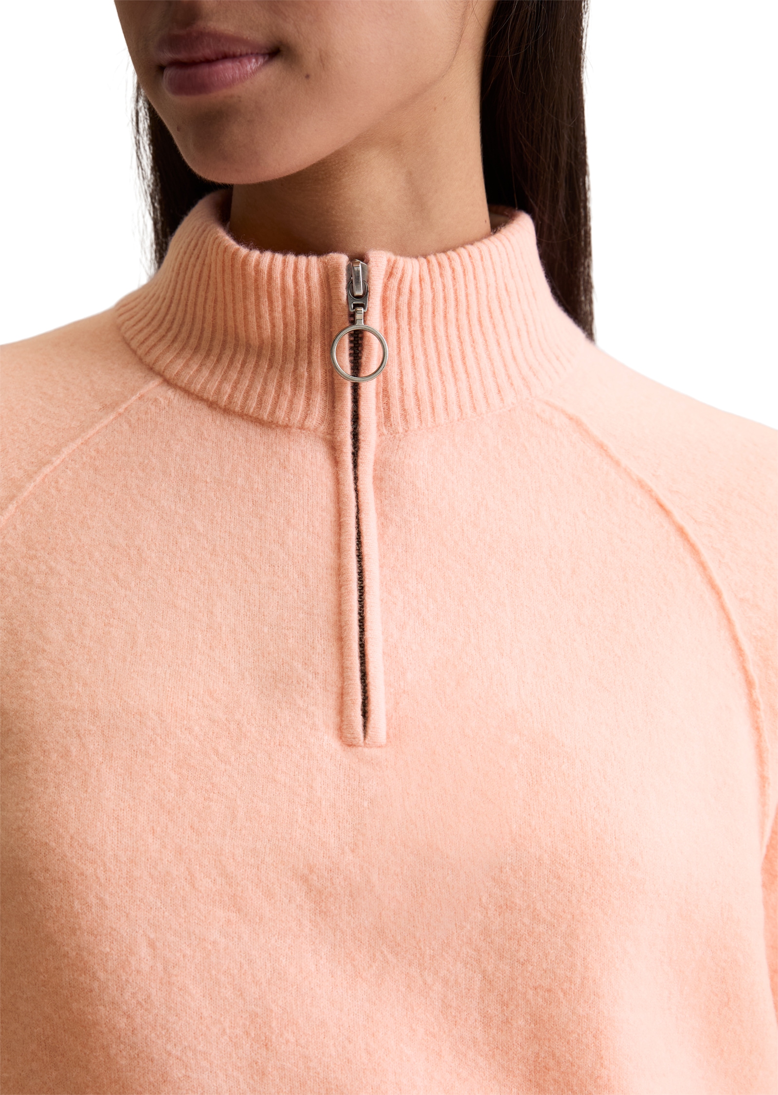 Marc O'Polo DENIM Troyer cropped, regular fit, aus flauschigem Schurwolle-Mix