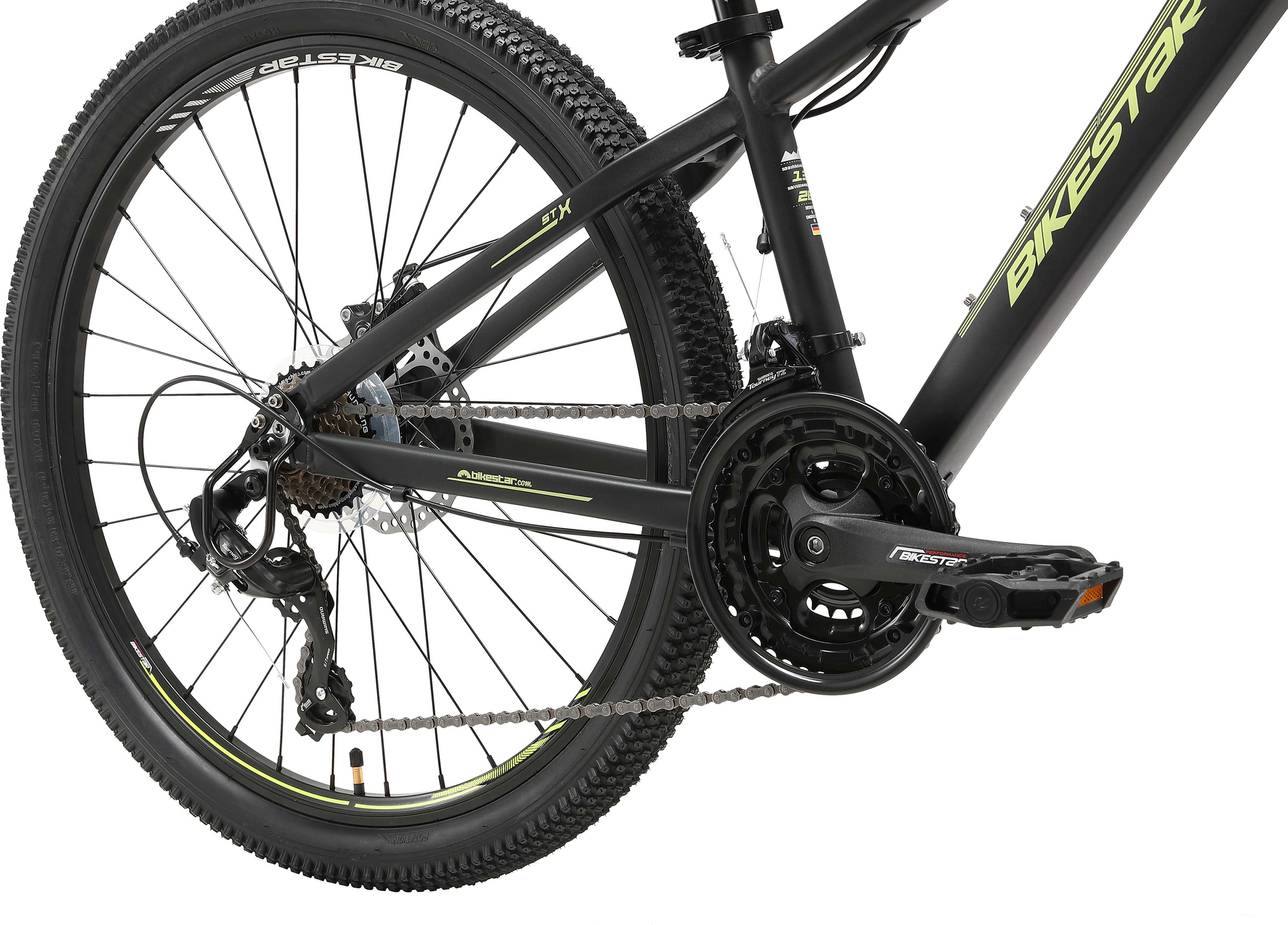 Bikestar Mountainbike, 21 Gang, Shimano, RD-TY300 Schaltwerk, Kettenschaltung, für Damen und Herren, Kettenschaltung