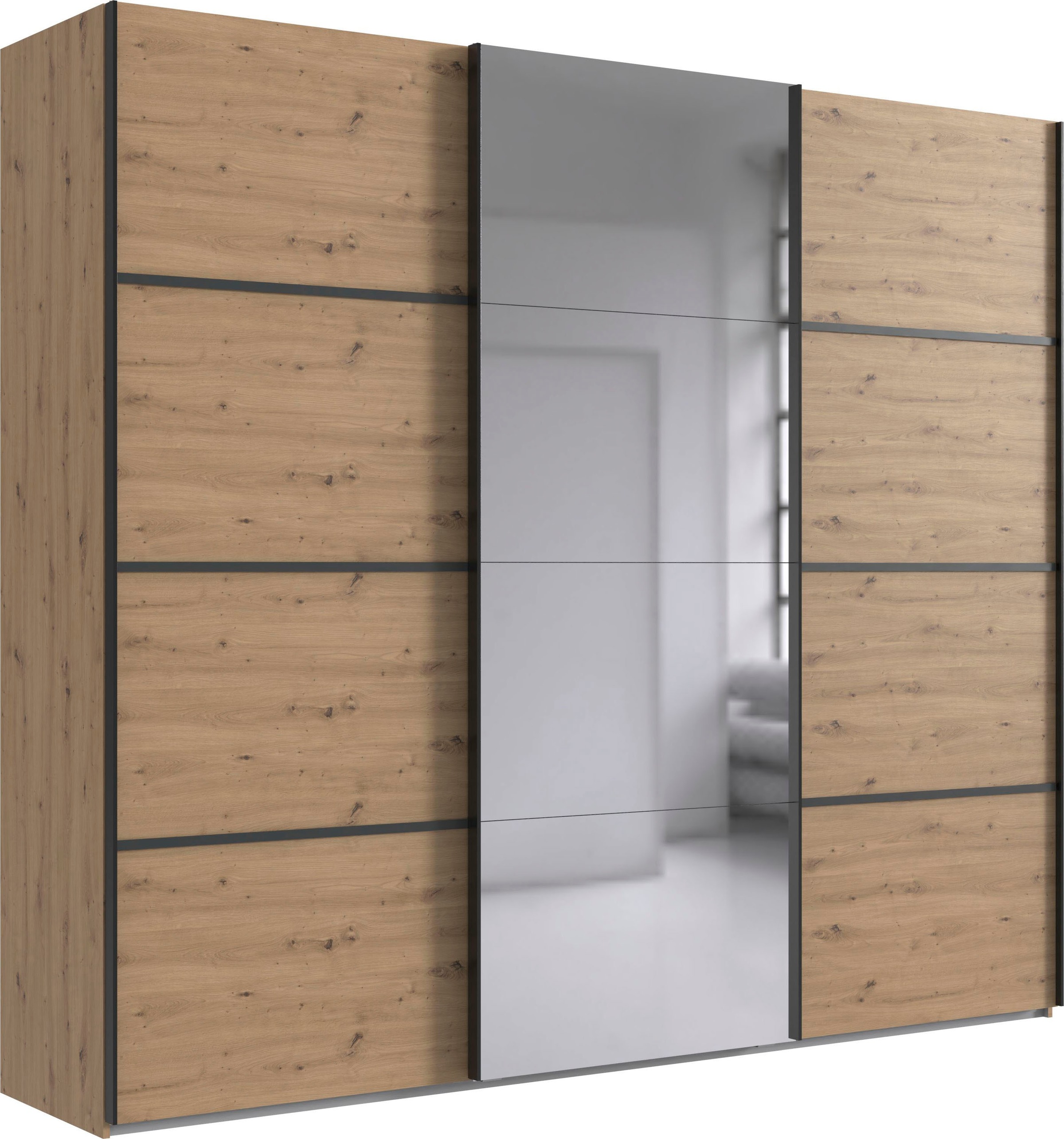 Wimex Schwebetürenschrank »Jork Kleiderschrank mit Spiegel, schwarze Metall günstig online kaufen