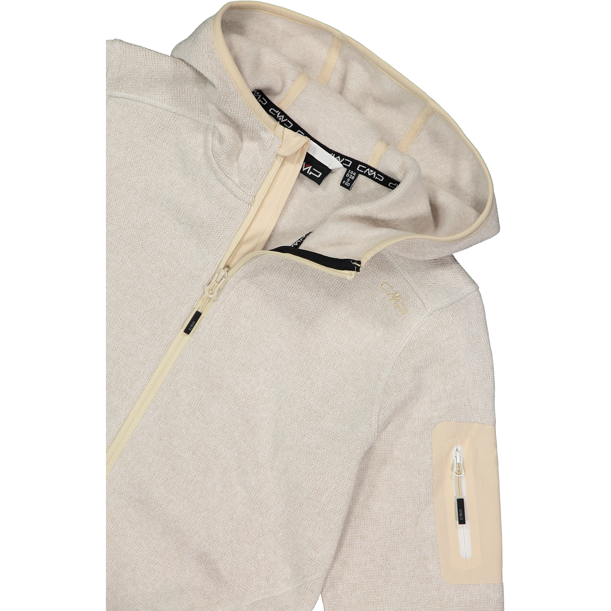 CMP Strickfleecejacke »KNITTED MELANGE HOODY WOMAN HOODY JACKET« mit Kapuze mit Reißverschlusstaschen, atmungsaktiv, schnell trocknend