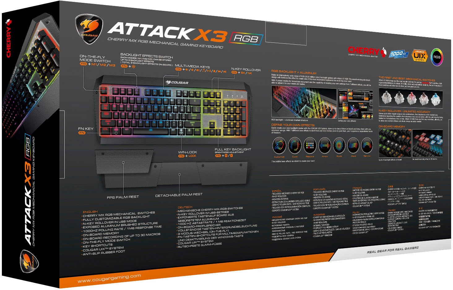 Cougar Gaming-Tastatur »Attack X3 RGB«, Cherry MX Silber