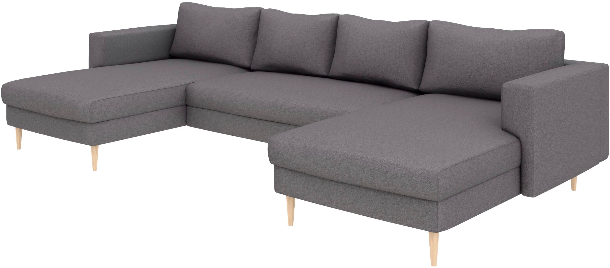 TRENDMANUFAKTUR Wohnlandschaft »Amazing, wahlw. mit Schlaffunktion & Bettkasten, Fuß Buche lackiert« Sofa in U-Form, in Cord oder Struktur, Breite 305 cm