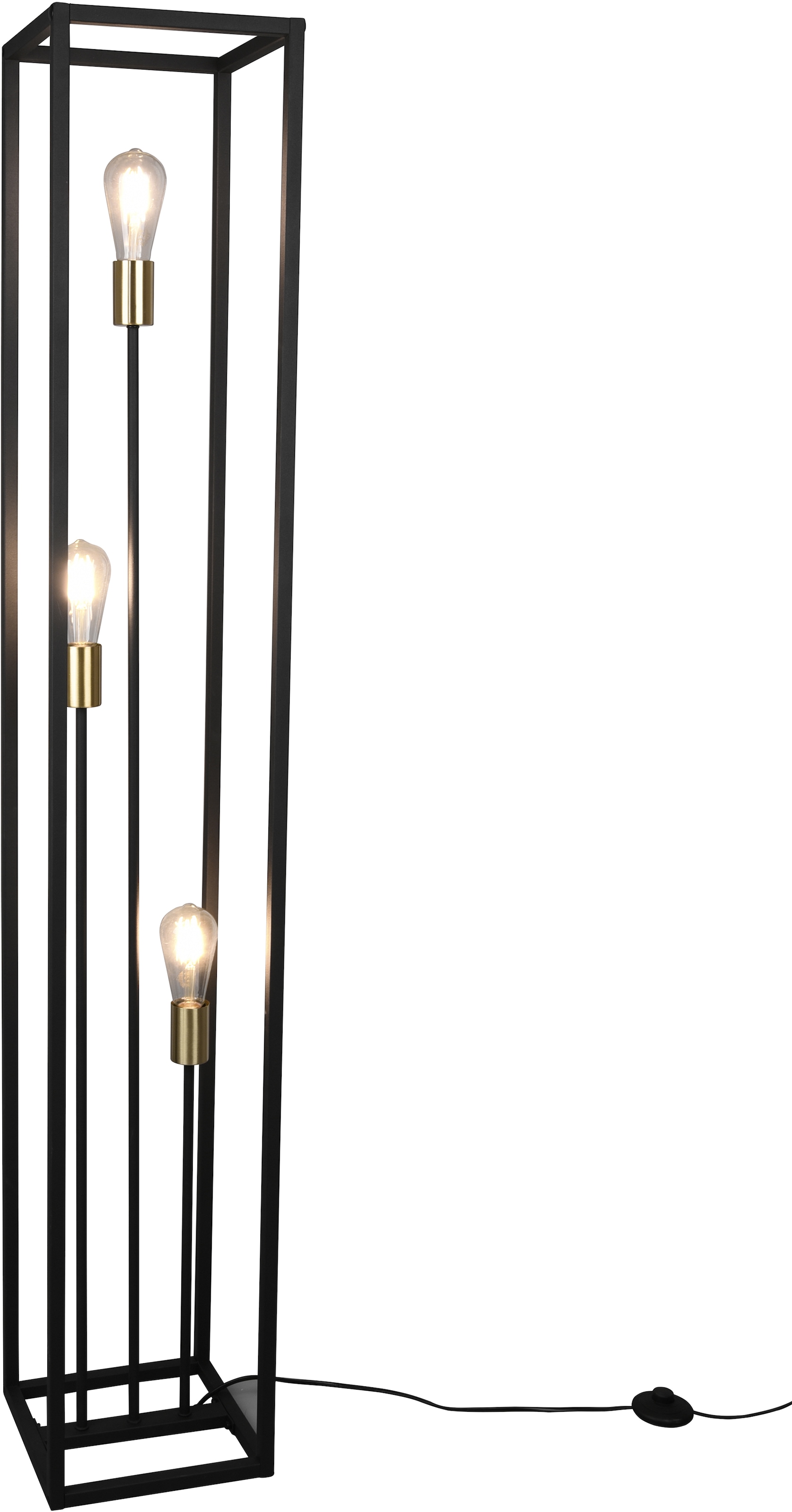 TRIO Leuchten Stehlampe »VITO«, 3 flammig-flammig, Höhe 153 cm, Fussschalter, Tülle in Messing abgesetzt