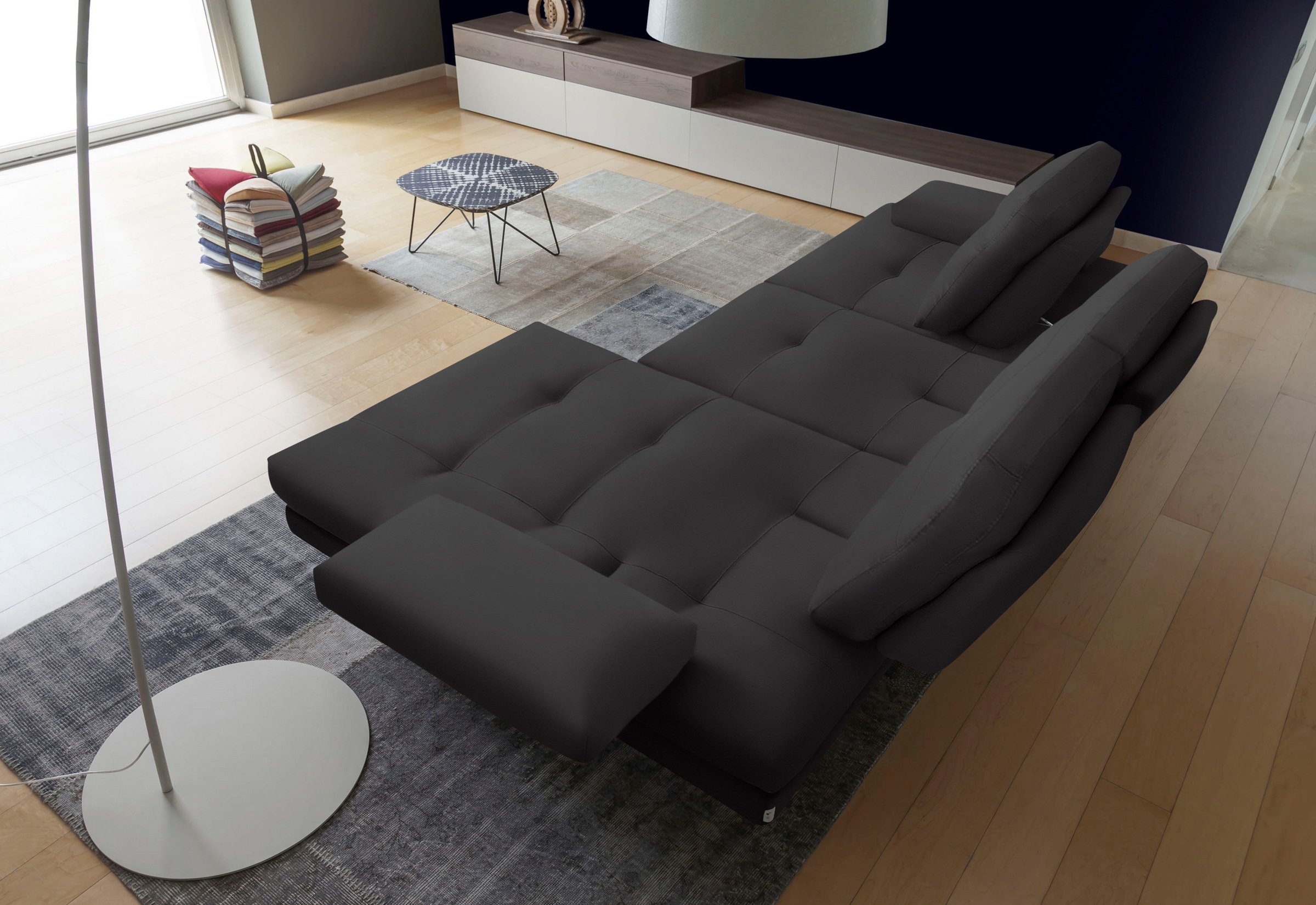 CALIA ITALIA Ecksofa »Toby Wing, Komfortsofa der Extraklasse, bequem, L-Form«, inklusive Sitztiefenverstellung, Füße in chrom glänzend