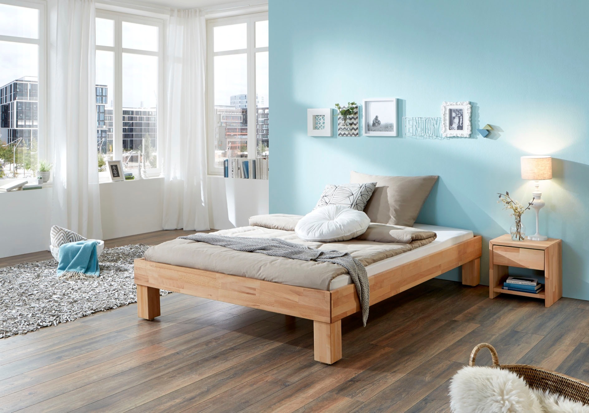 Relita Massivholzbett »Julia« stabverleimte Buche, mit natürlicher Holzstru günstig online kaufen