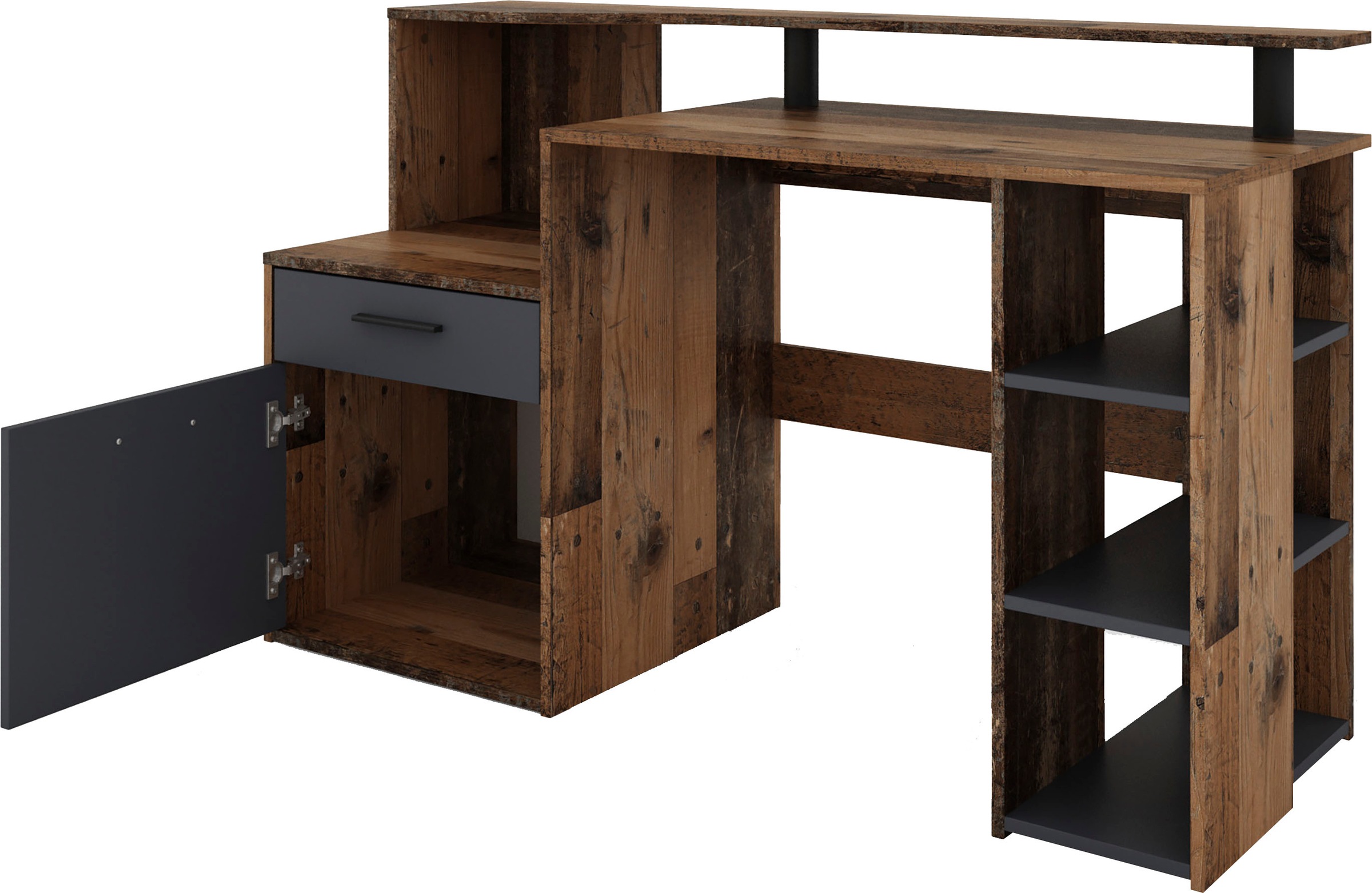 byLIVING Schreibtisch »Louise«, Breite 140 cm, Regal-Schreibtisch mit viel Stauraum