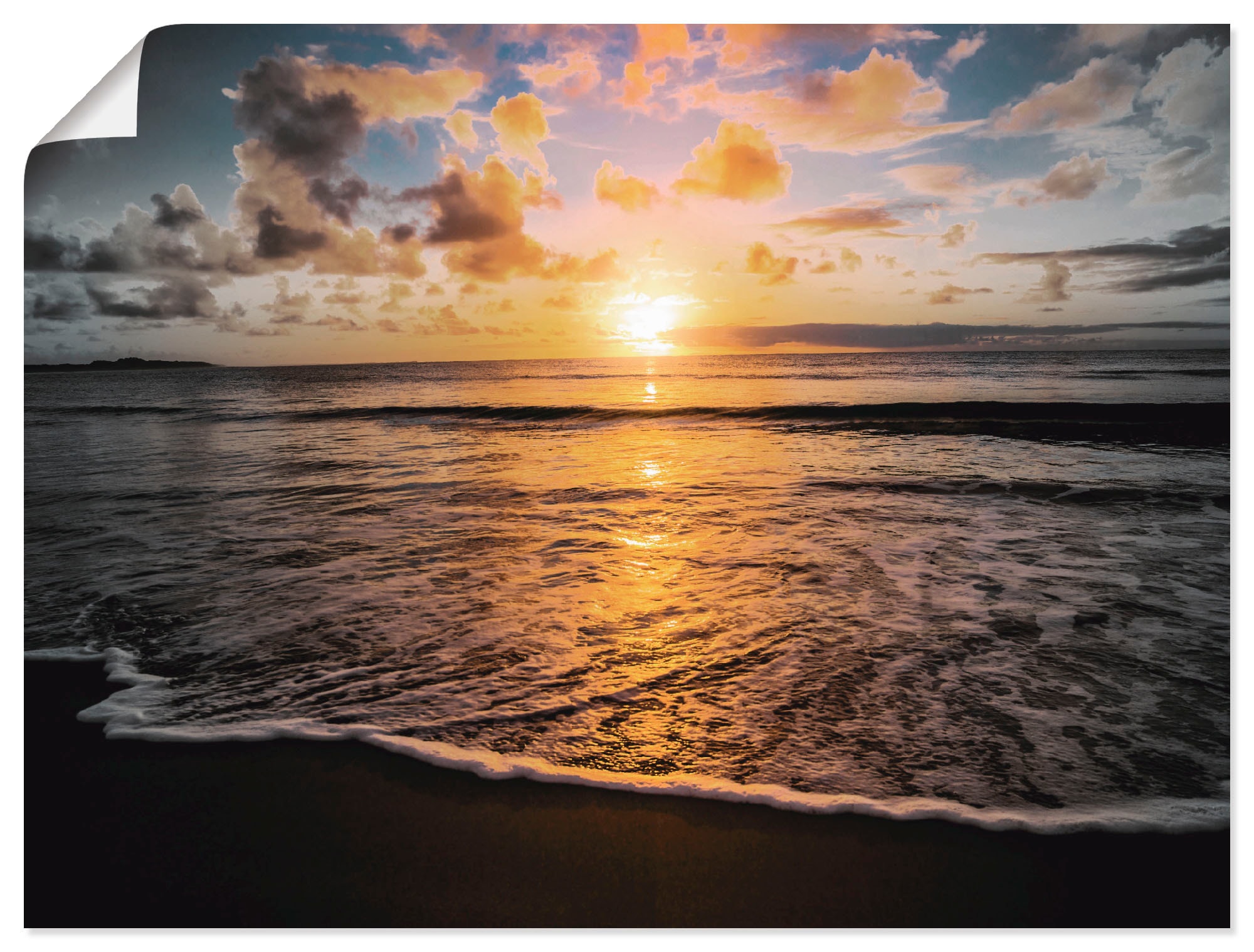 St.), Größen »Tropischer Wandbild in als versch. (1 Leinwandbild, auf Poster Sonnenaufgang Sonnenuntergang bestellen & Raten am Wandaufkleber Strand«, oder Artland -untergang,