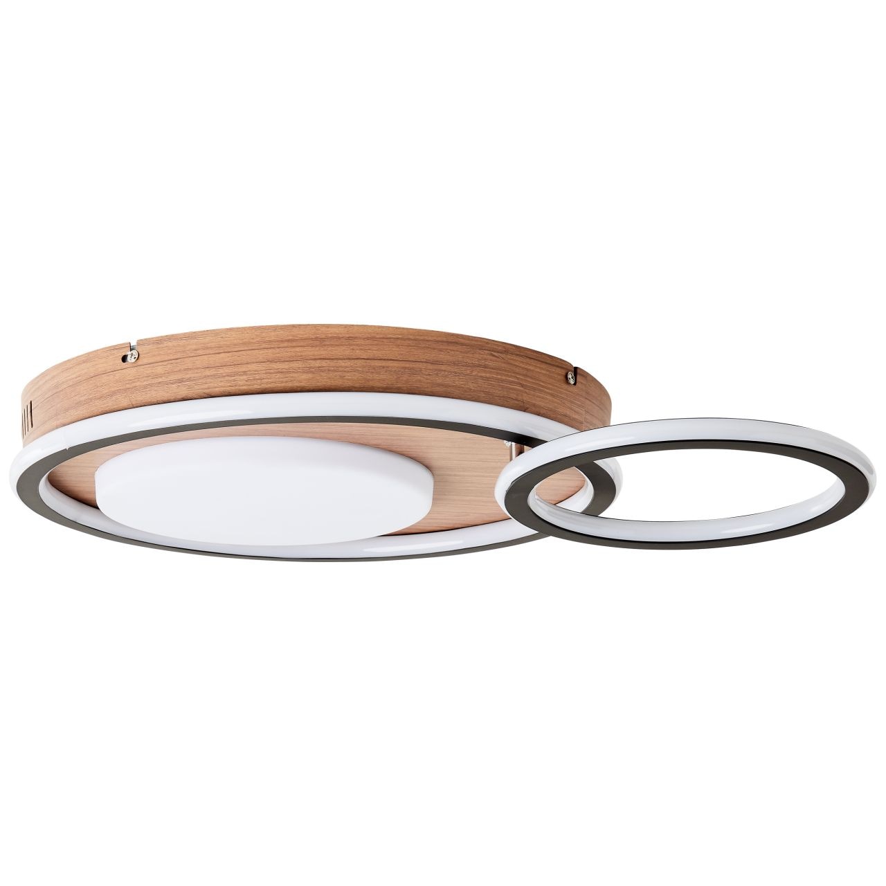 Brilliant LED Deckenleuchte »Karney«, 1 flammig, 40x57 cm, 5600 lm, warmweiß, schwenk- u. dimmbar, Aluminium, Holzoptik