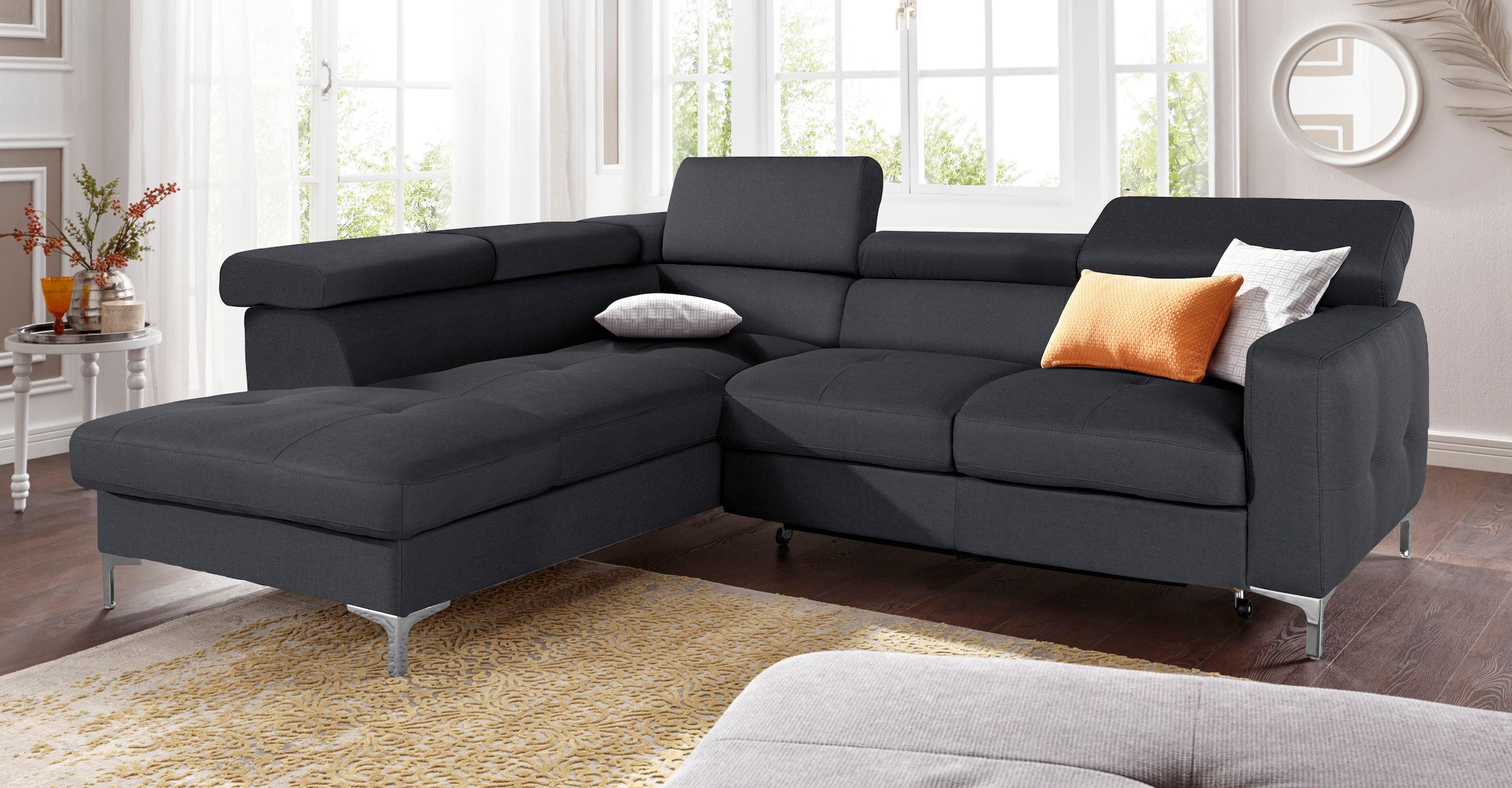 COTTA Ecksofa »Sammy L-Form«, mit Kopfteilverstellung, wahlweise mit Bettfunktion & Bettkasten