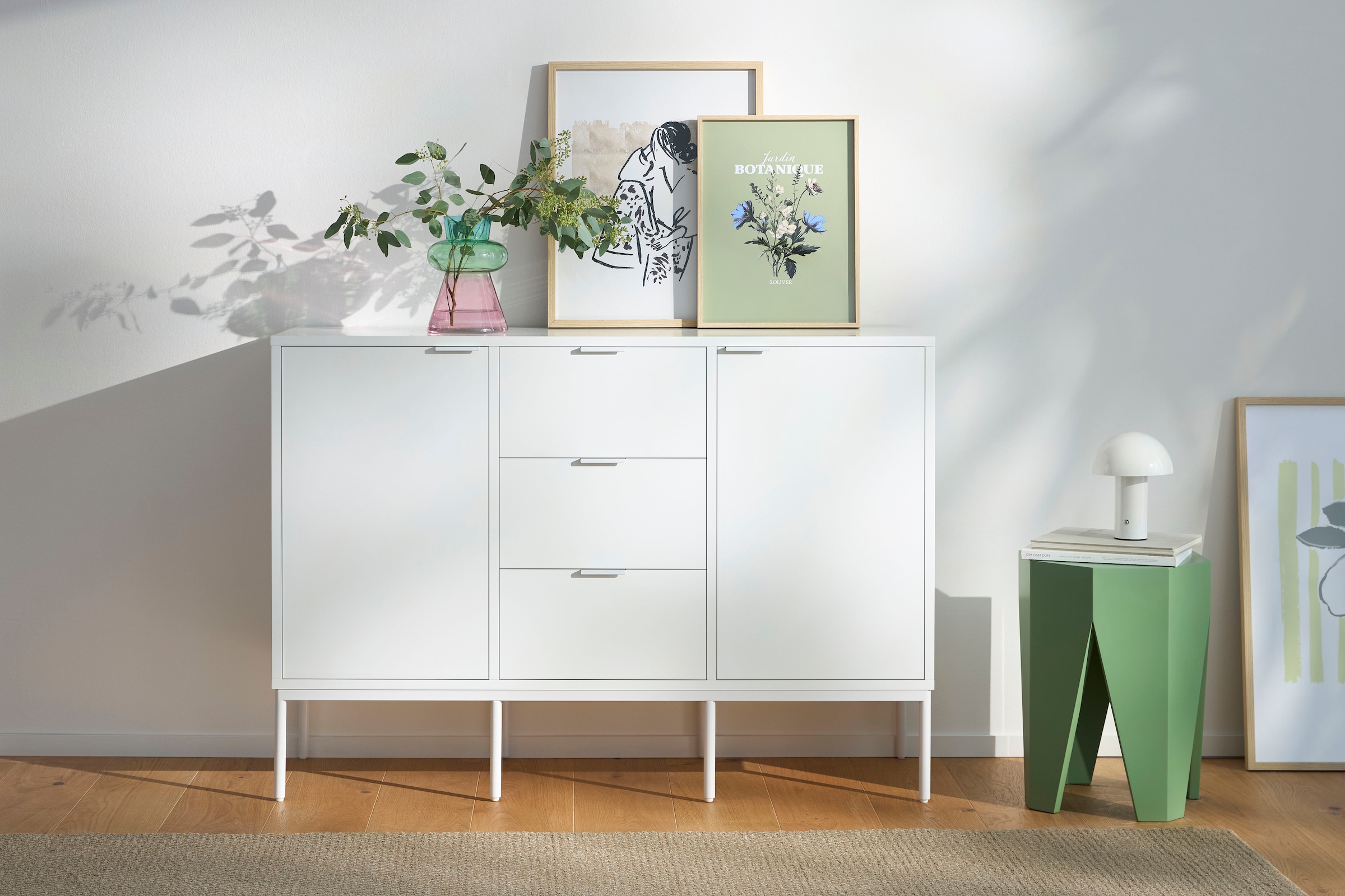 s.Oliver Dekovase »Glasvase in bunter Farbkombination: blau, grün, rosa« Tischvase im 2er Set, 3-farbiges Design in moderner Form