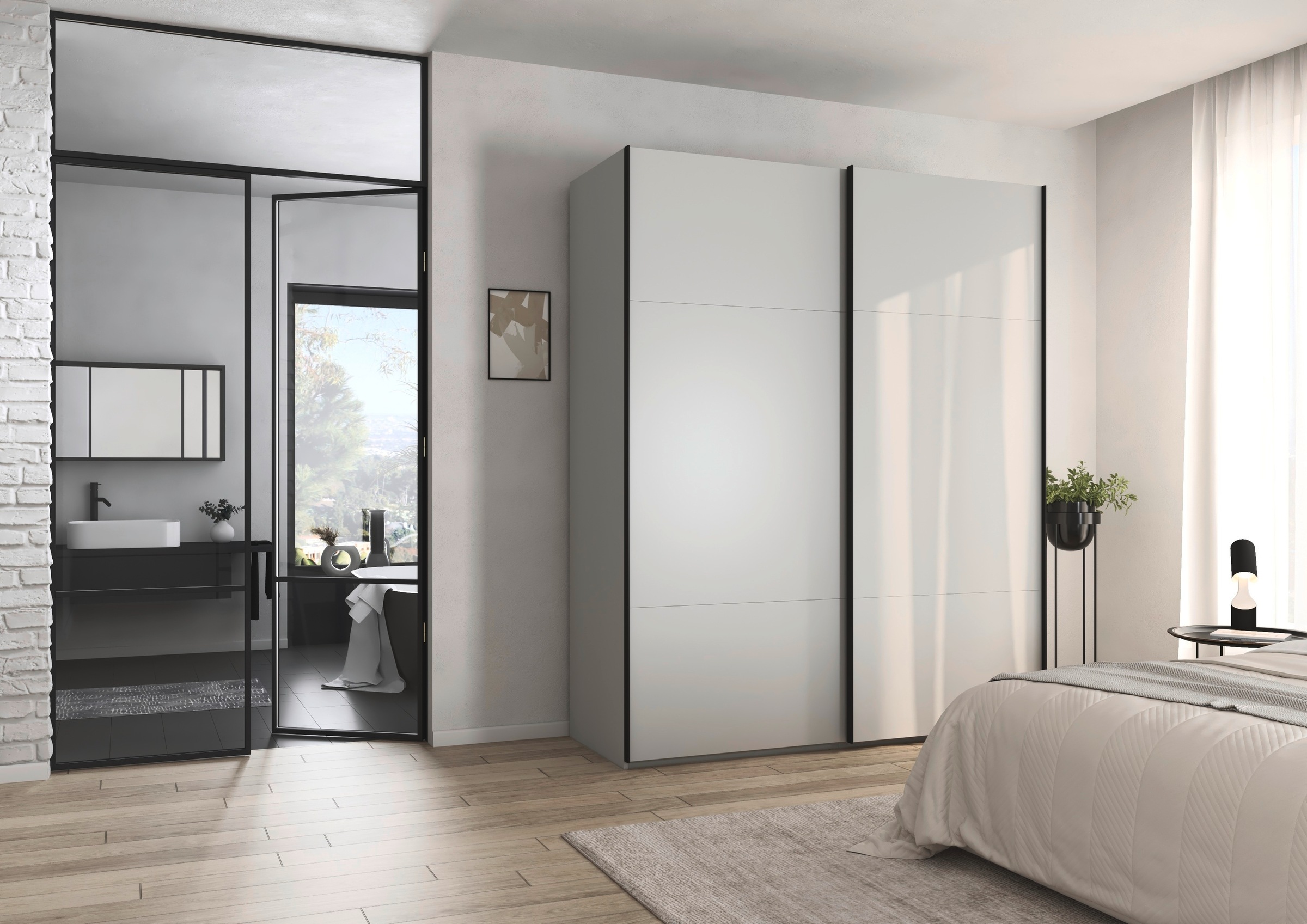 rauch Schwebetürenschrank »Kleiderschrank Schrank Garderobe Schlafzimmerschrank CONTIDO«, (in 3 verschiedenen Ausstattungen BASIC/CLASSIC/PREMIUM), aus hochwertigem Material in 6 Breiten 2 Griff-Farben MADE IN GERMANY