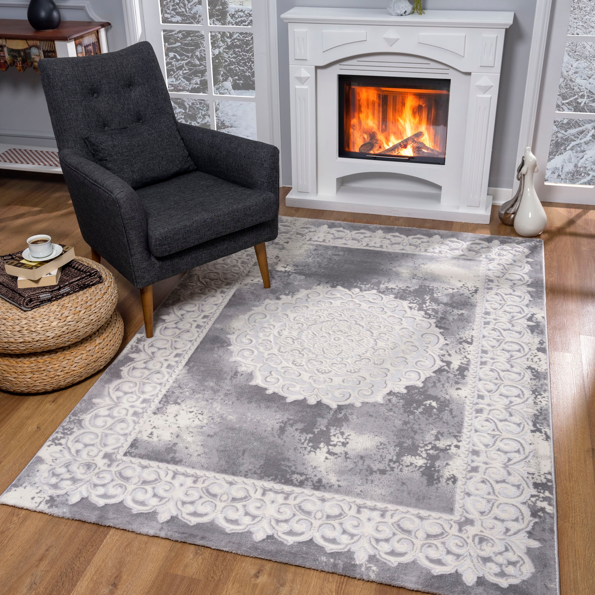 Teppich SANAT "Harmony 3205, auch als Läufer und rund" Gr. 3, grau (hellgrau), B:120cm H:12mm L:160cm