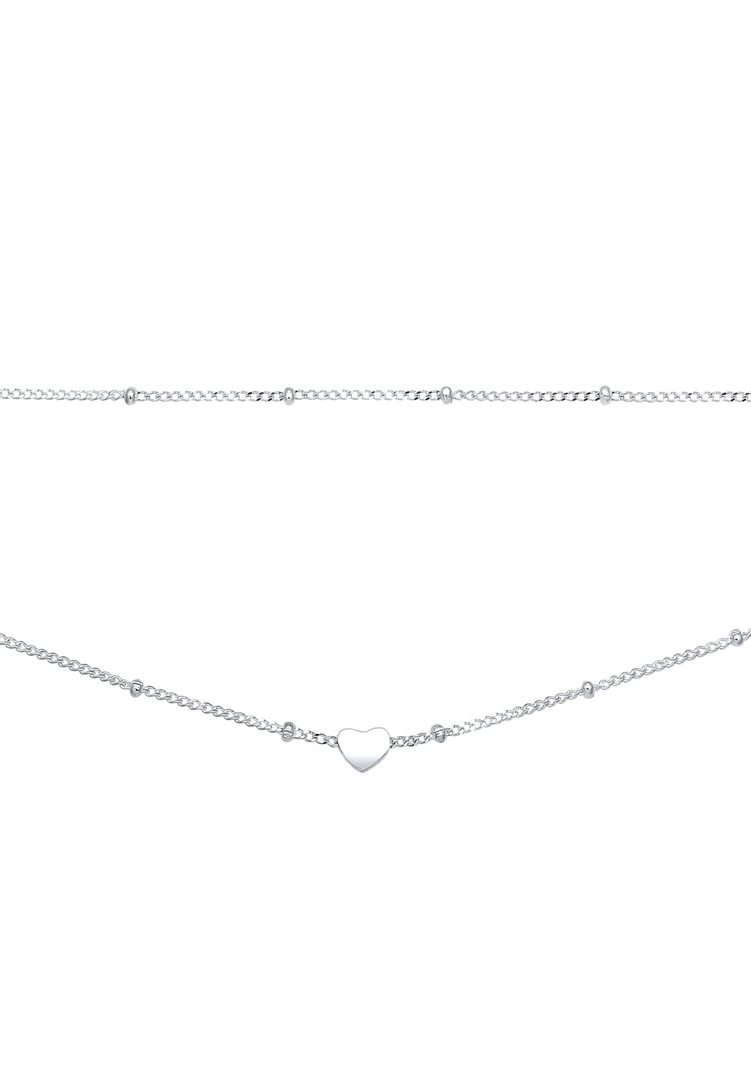 Elli Collier »Choker Layer Kugelkette Herz 925 Silber«