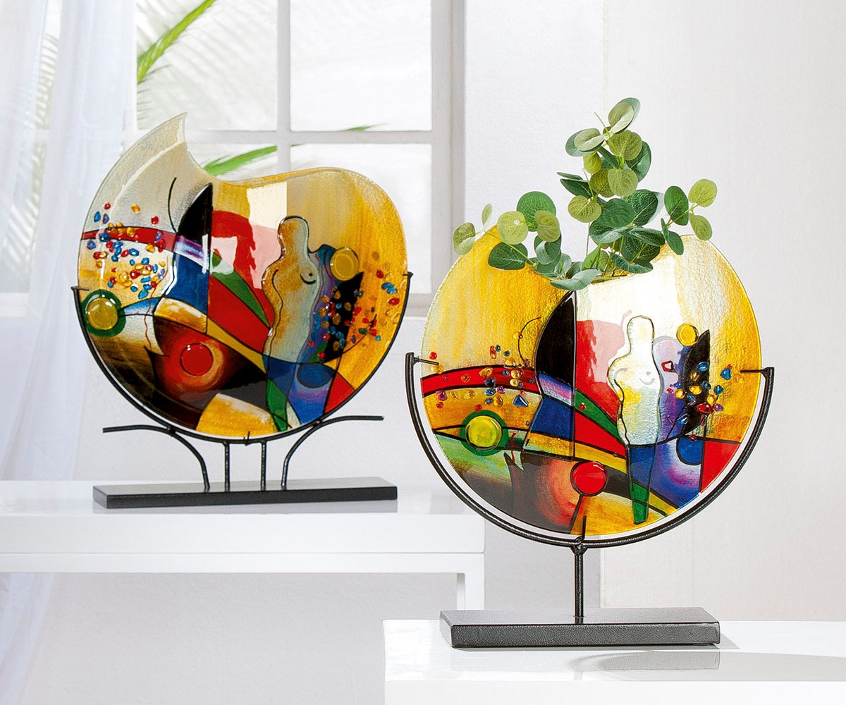 Casablanca by Gilde Tischvase »Silhouette, Dekovase«, (1 St.), Vase aus Glas, mit schwarzem Metallfuß, Höhe ca. 53 cm