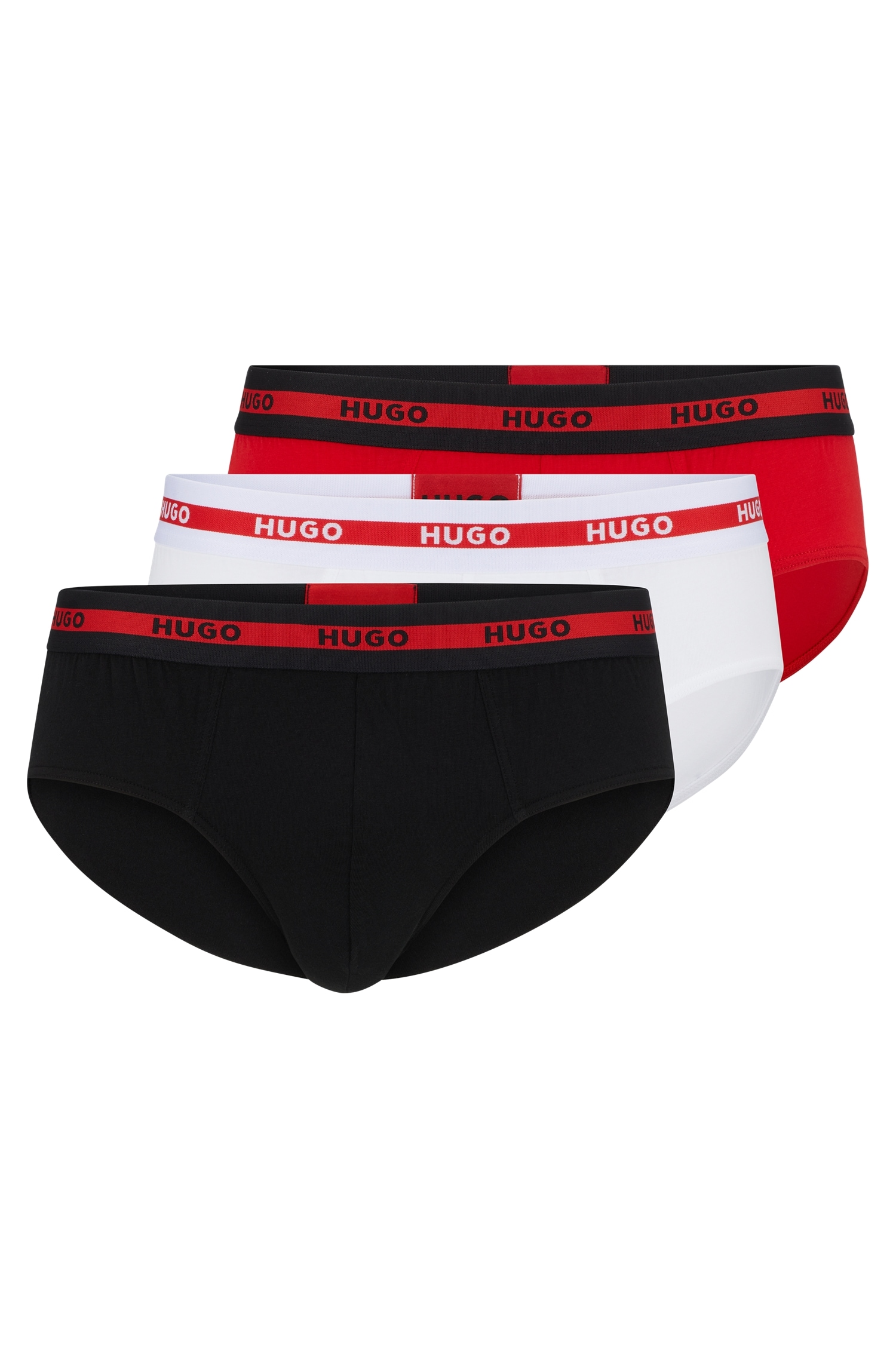 HUGO Underwear Slip, (Packung, 3 St., Im Dreierpack), mit Kontraststreifen und Logoschriftzügen auf dem Bund