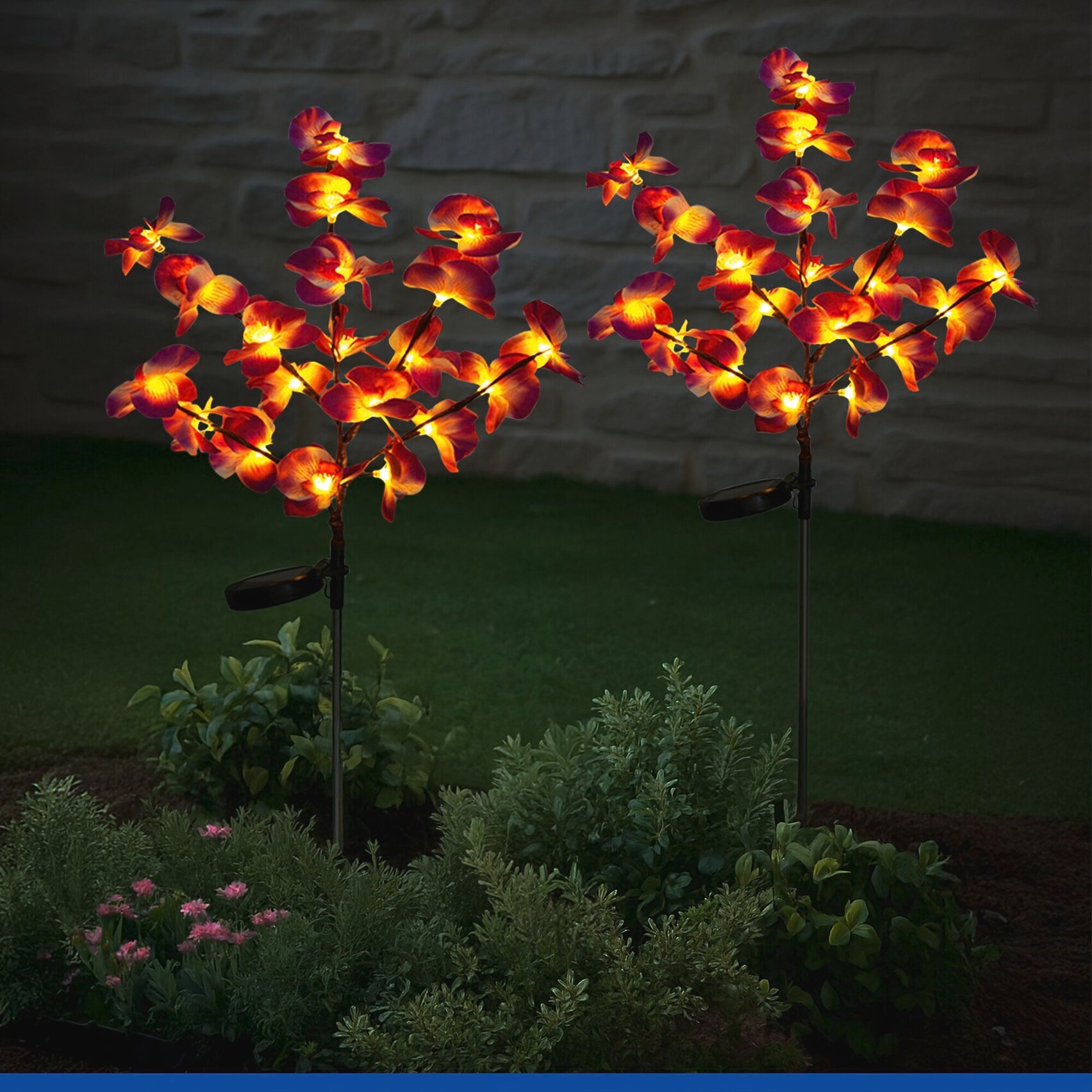 Maximex LED Gartenleuchte »Modell Orchidee« 2 Stk. Extra-Warmweiß LED Gartenstecker, solarbetriebene Gartenbeleuchtung, 2 Einstellungen
