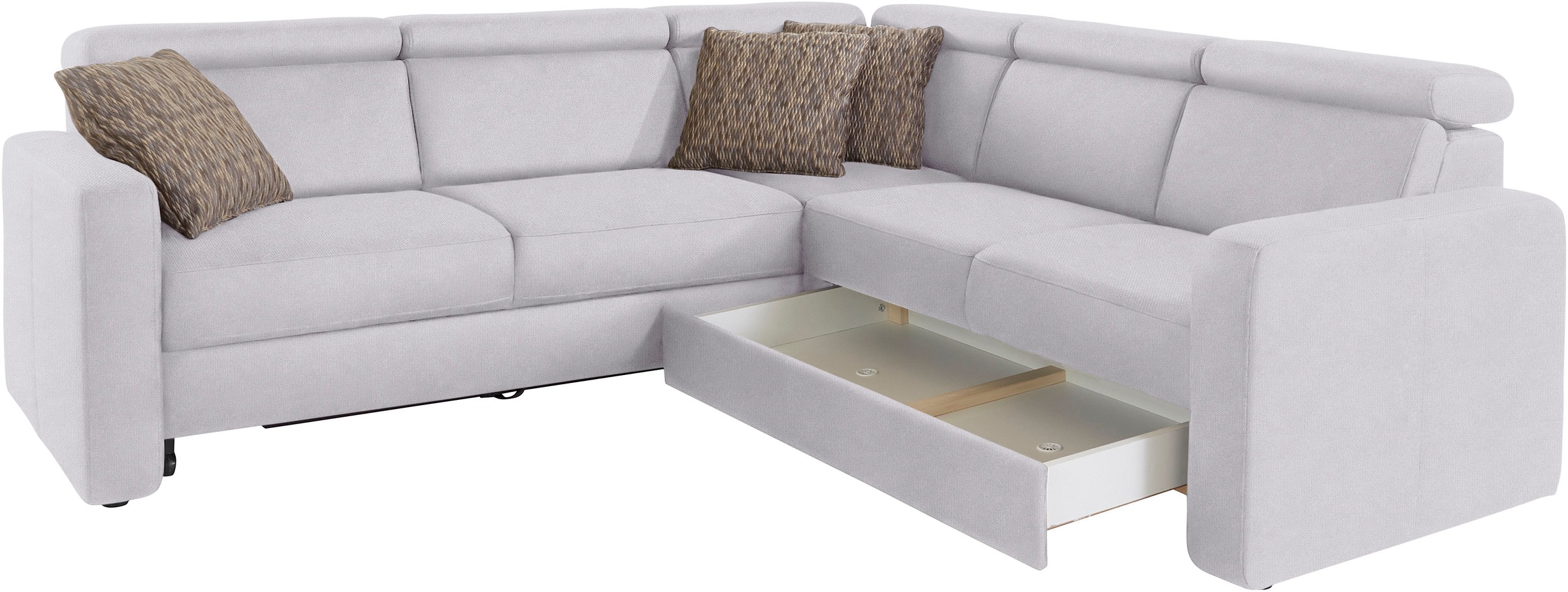 sit&more Ecksofa »Bologna L-Form«, Kopfteilverstellung, wahlweise mit Bettfunktion und Schubkasten