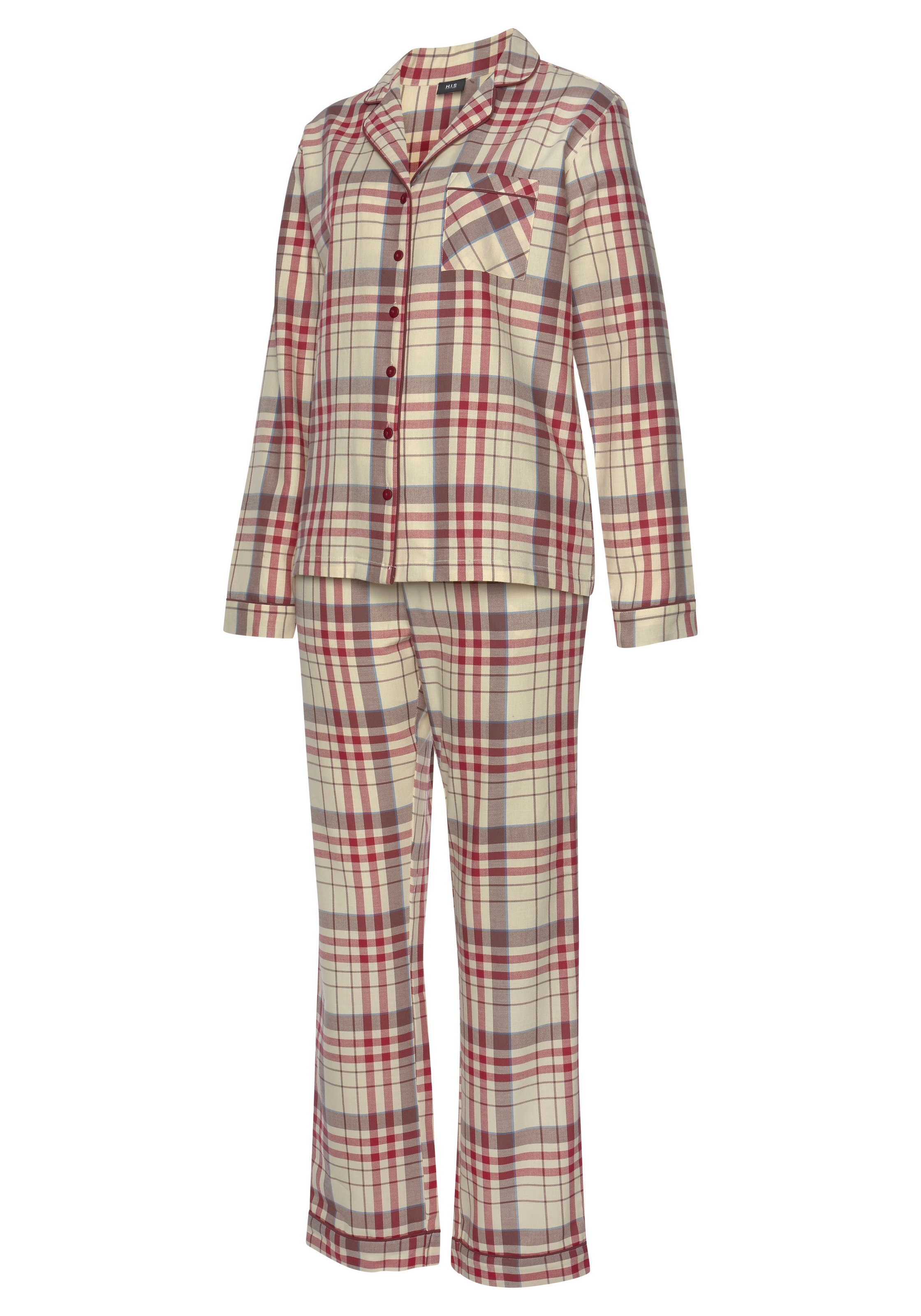 Pyjama, kaufen Allover-Karomuster aus mit Flanell H.I.S günstig