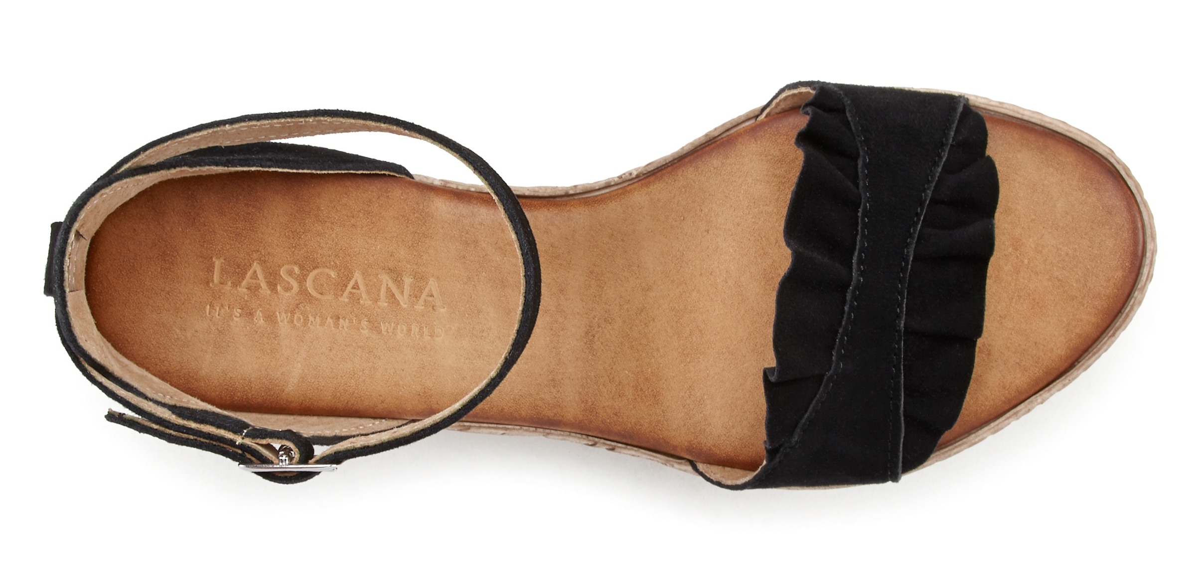 LASCANA Sandalette, Sandale, Sommerschuh aus Leder mit Keilabsatz