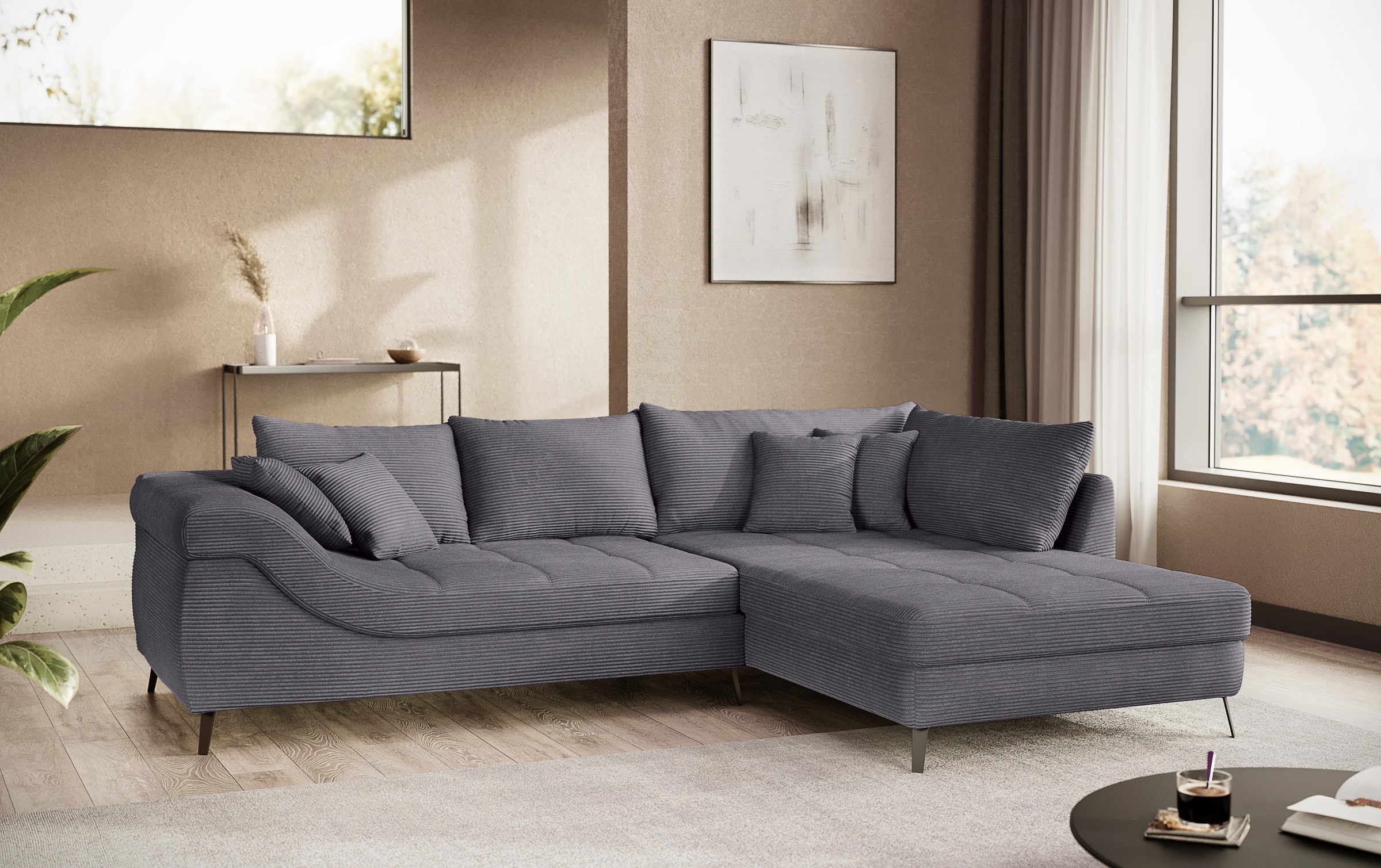 Mr. Couch Ecksofa »Portofino L-Form«, 4 Bezugsqualitäten, 13,5 cm hohe Meta günstig online kaufen