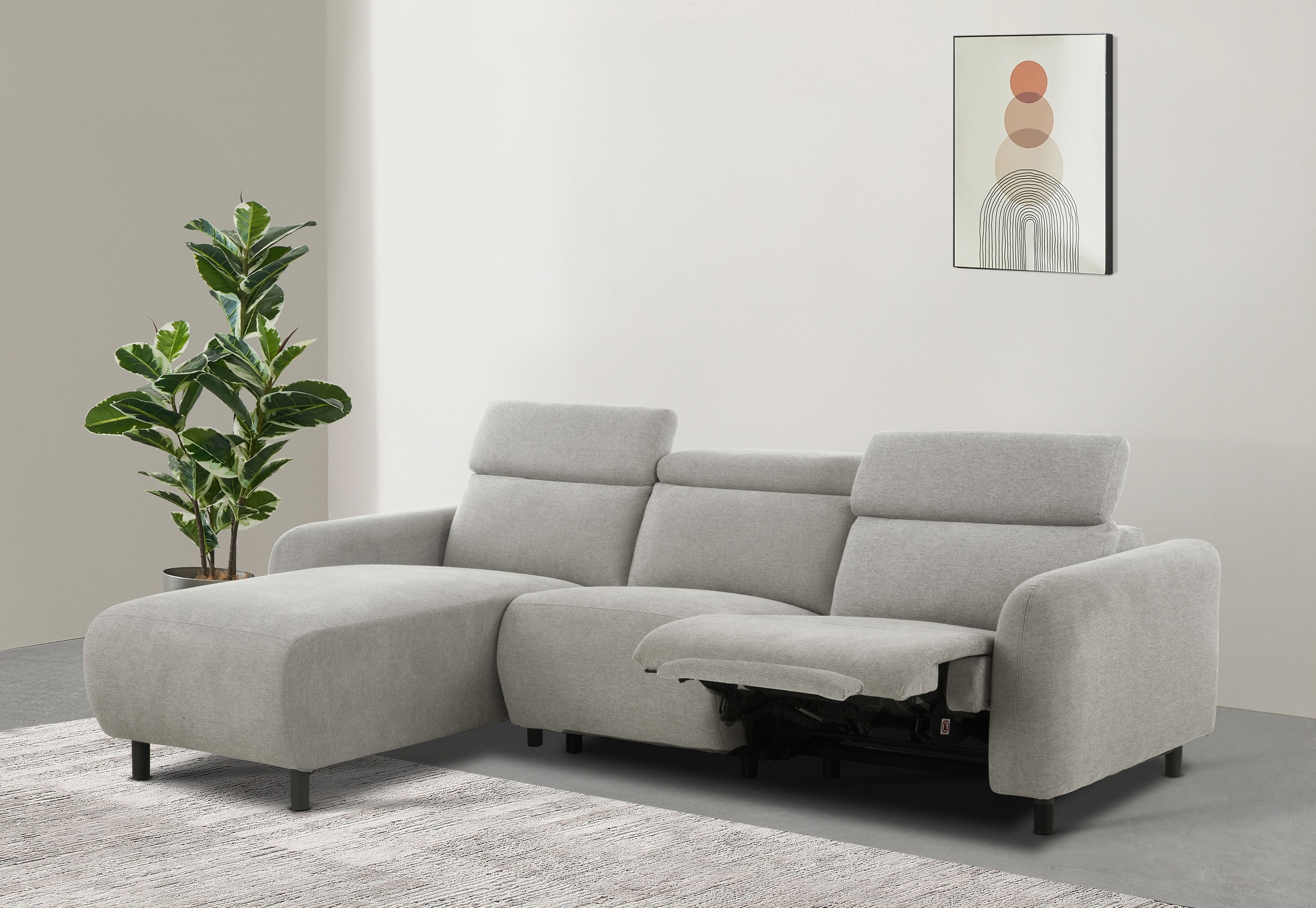 Home affaire Ecksofa »SKAANE Struktur, L-Form, 274 cm, manuelle u. elektris günstig online kaufen