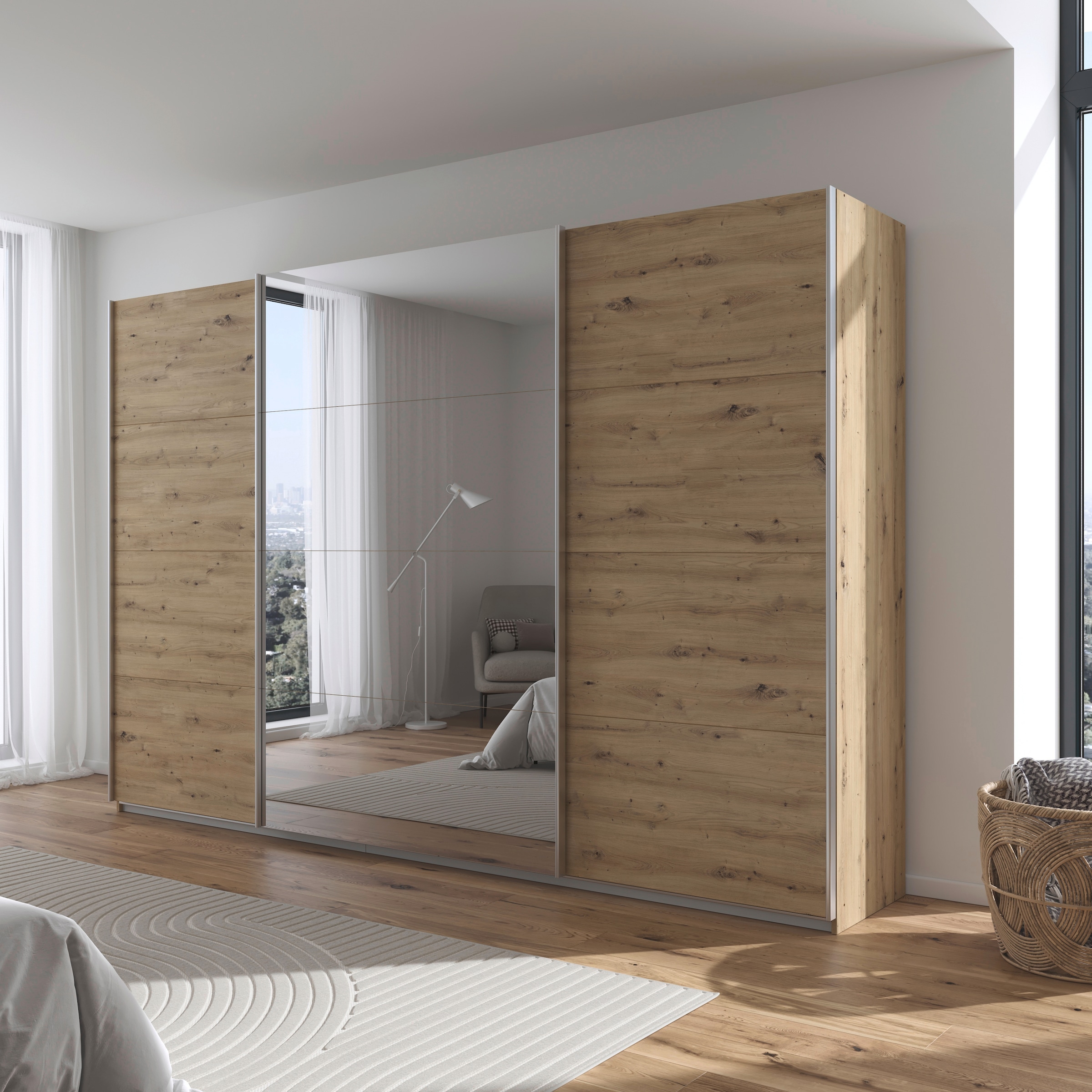 rauch Schwebetürenschrank »Kleiderschrank Schrank Garderobe AGORDO«, Top Innenausstattung, in 4 Breiten und 2 Höhen MADE IN GERMANY