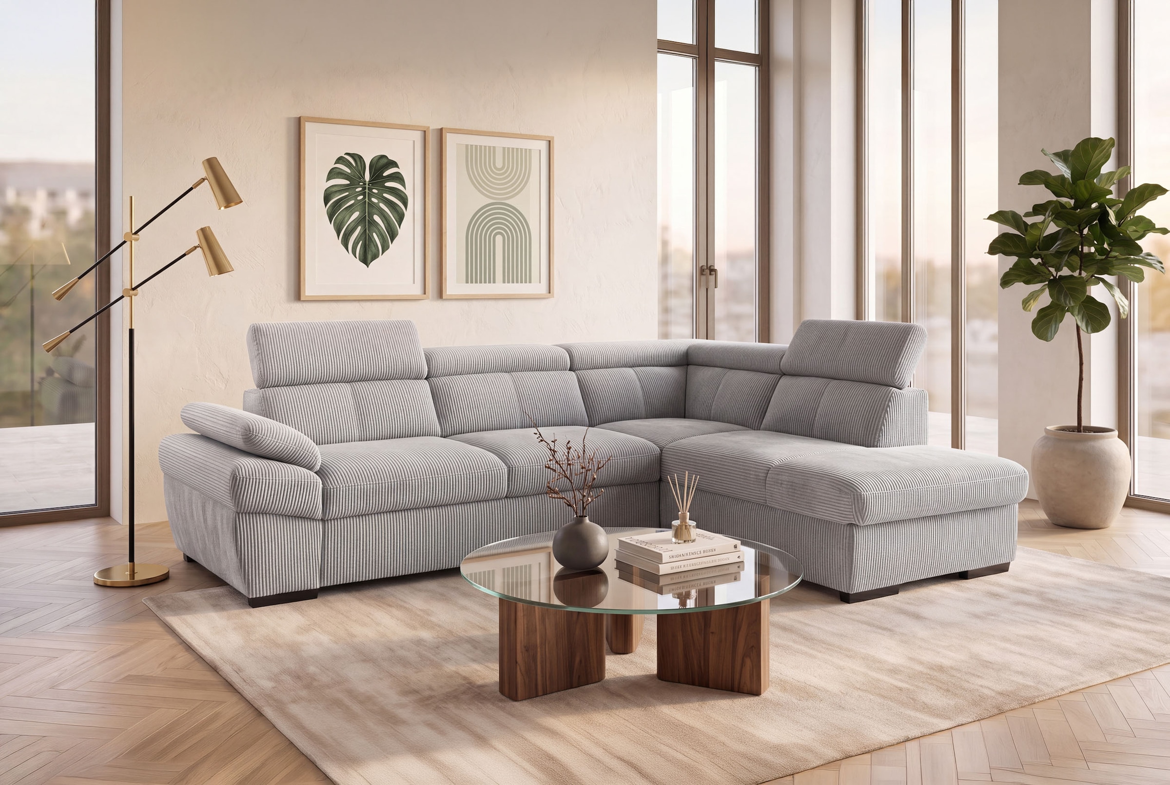 exxpo - sofa fashion Ecksofa inkl. Kopf- und Armteilverstellung, wahlweise mit Bettfunktion