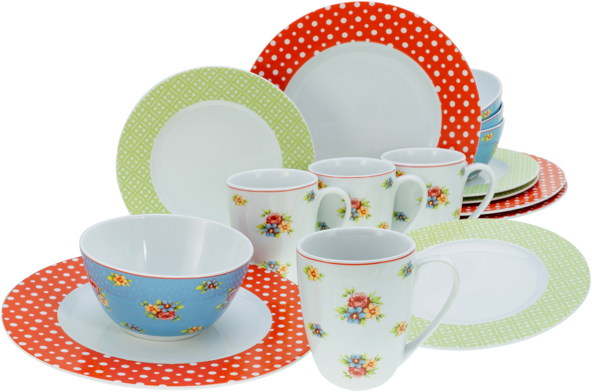 CreaTable Kombiservice »Geschirr-Set Emily«, (Set, 16 tlg., Kaffeeservice u günstig online kaufen